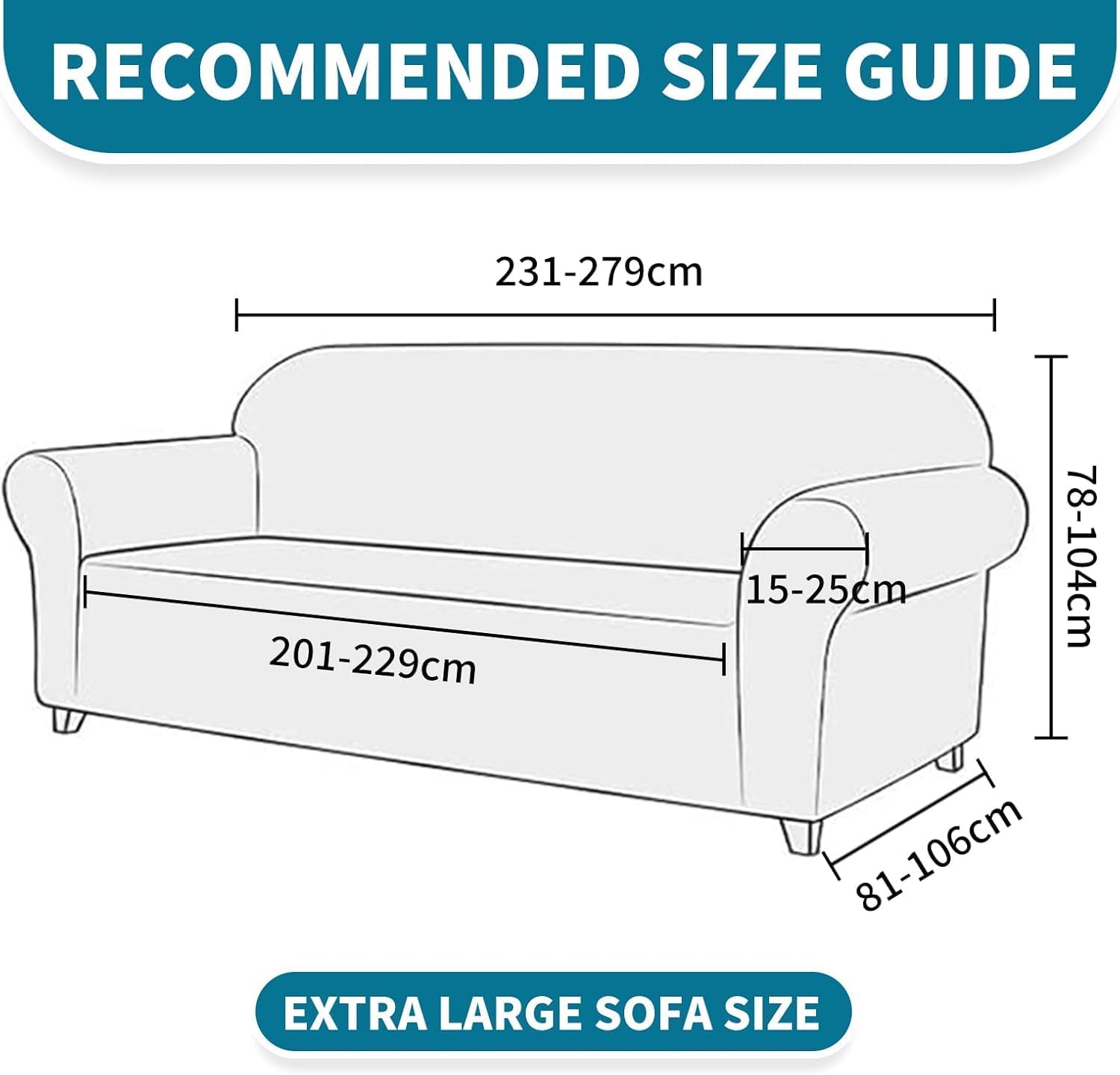 Housse canapé extensible 4 places, gris foncé, lavable, antidérapant