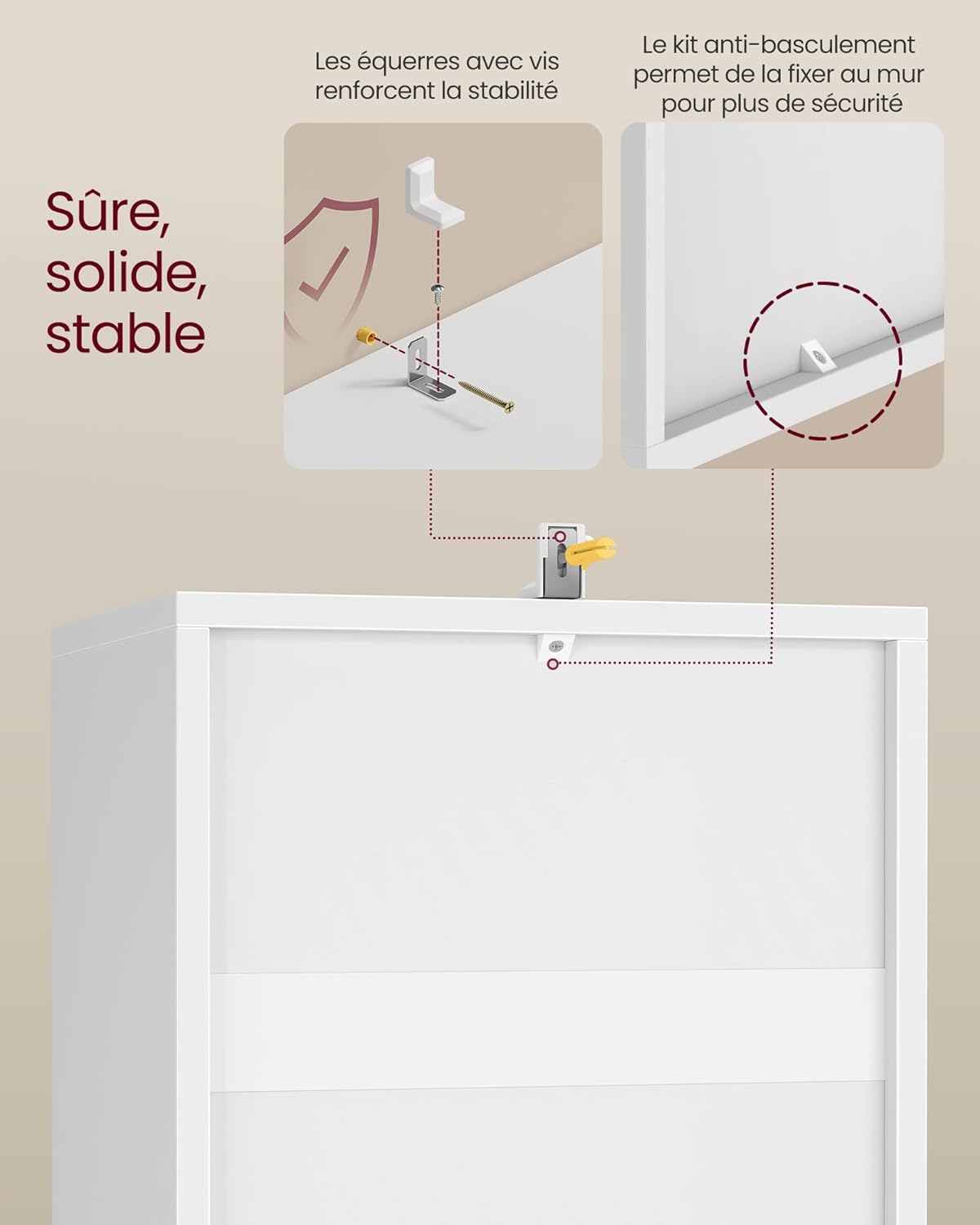 VASAGLE - Custos Collection - 3 niveaux, compartiments ouverts, blanc, LBC433W01