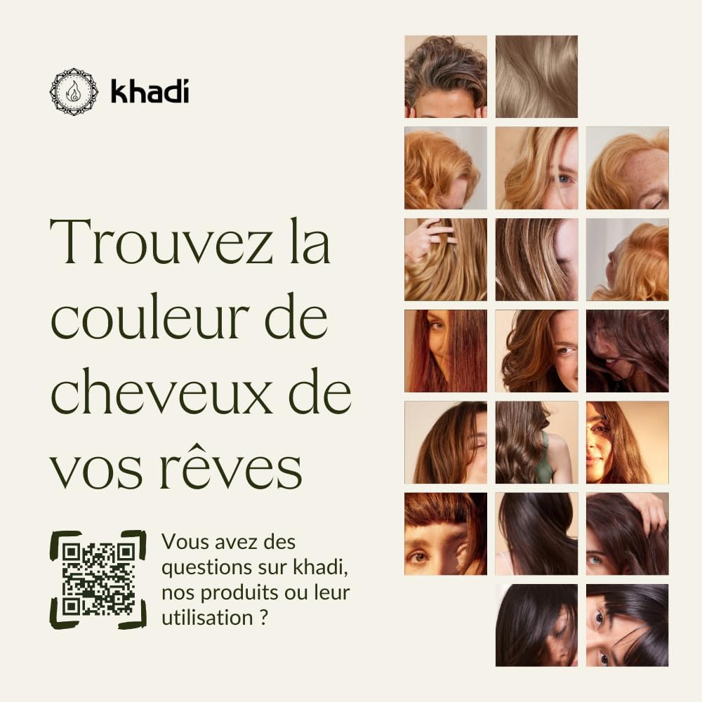 khadi - coloration végétale brun foncé naturel, cheveux brillants, 100 g