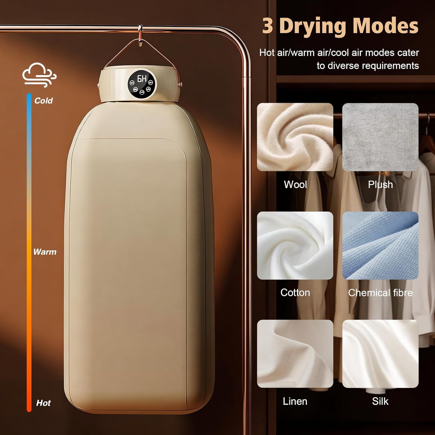 Sèche-linge électrique portable - pliable - compact - UV, minuterie, arrêt auto