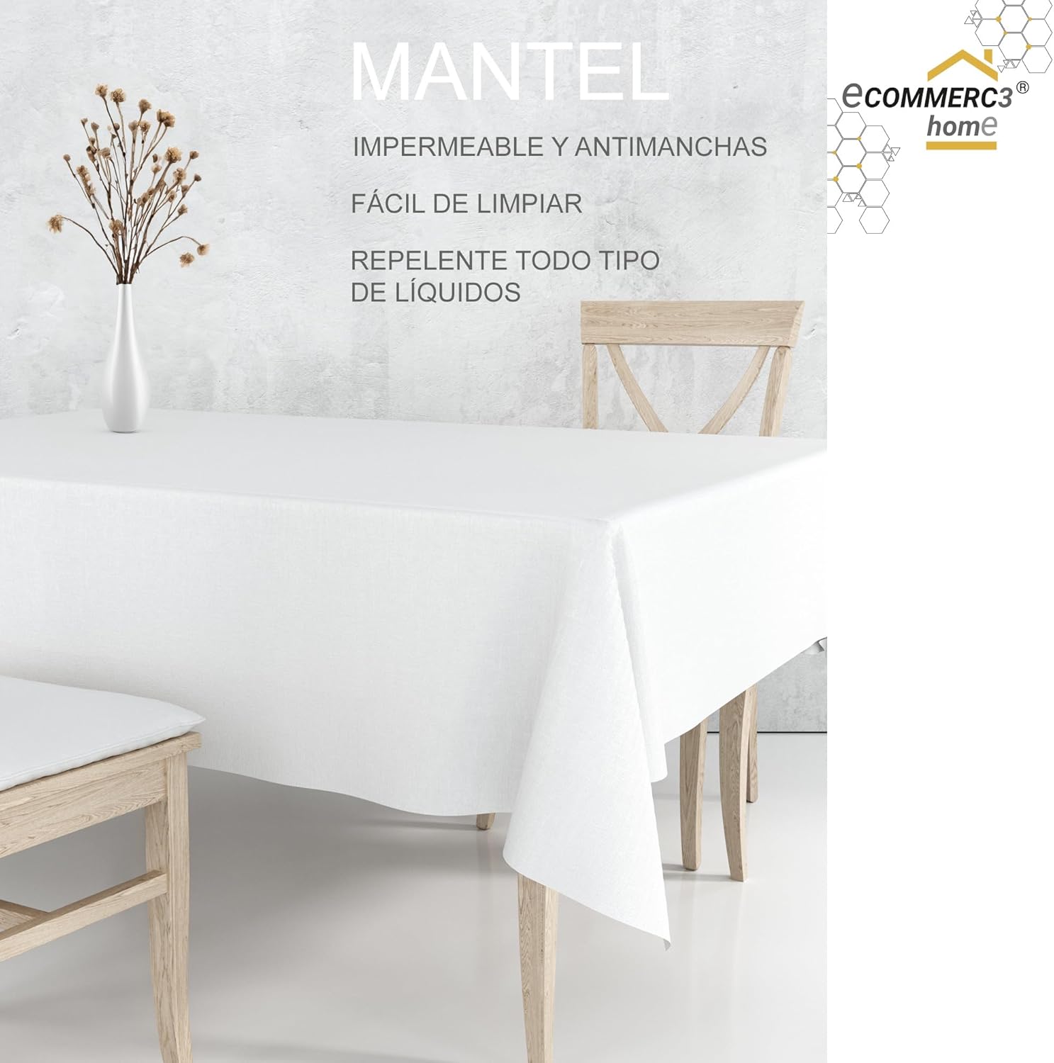 Nappe en toile cirée - rectangulaire 200x140 cm - anti-taches, imperméable, facile d'entretien, gris