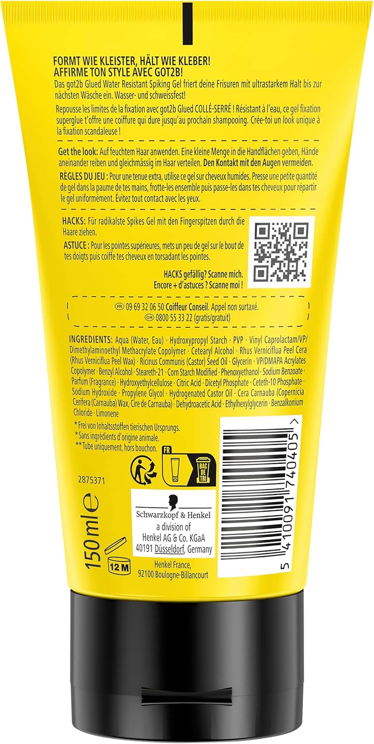 Schwarzkopf - Got2b Superglue - 150ml x2 - fixation forte, résistant eau, formule végane