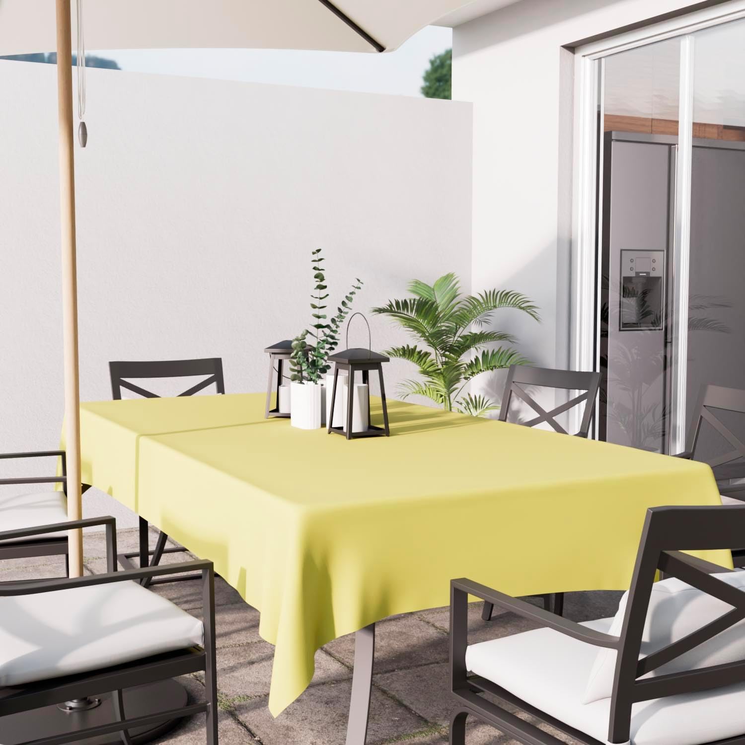 Soleil d’Ocre - Nappe Rectangle Vert Citron 140x240 cm Polyester anti-tâches