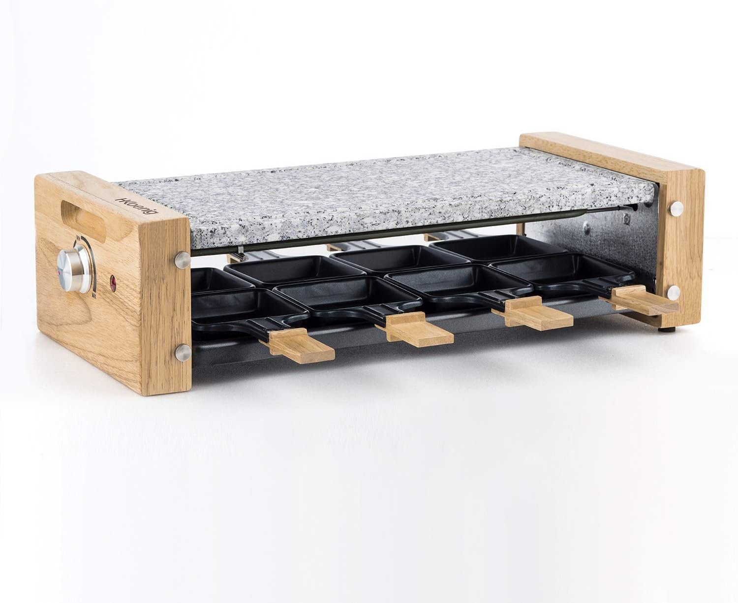 H.Koenig - WOD8 - appareil raclette 8 pers, pierre granit, bois naturel