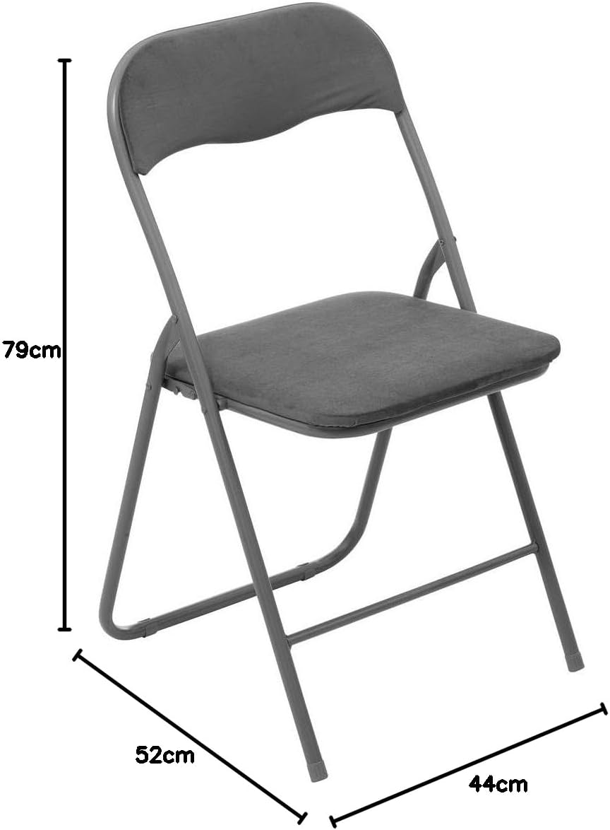 5five - Chaise pliante velours gris anthracite - compacte et confortable