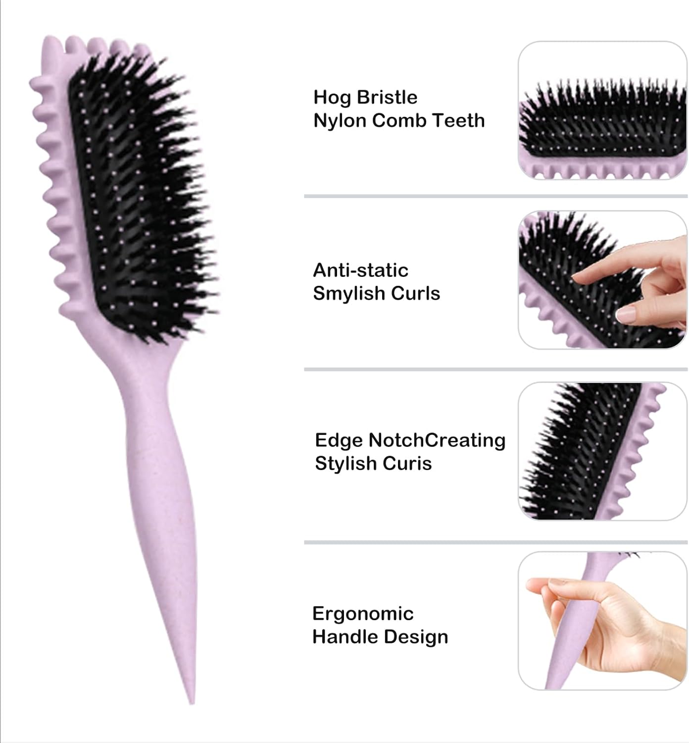 Brosse à boucler - 28cm - fixe, façonne les boucles, réduit frisottis