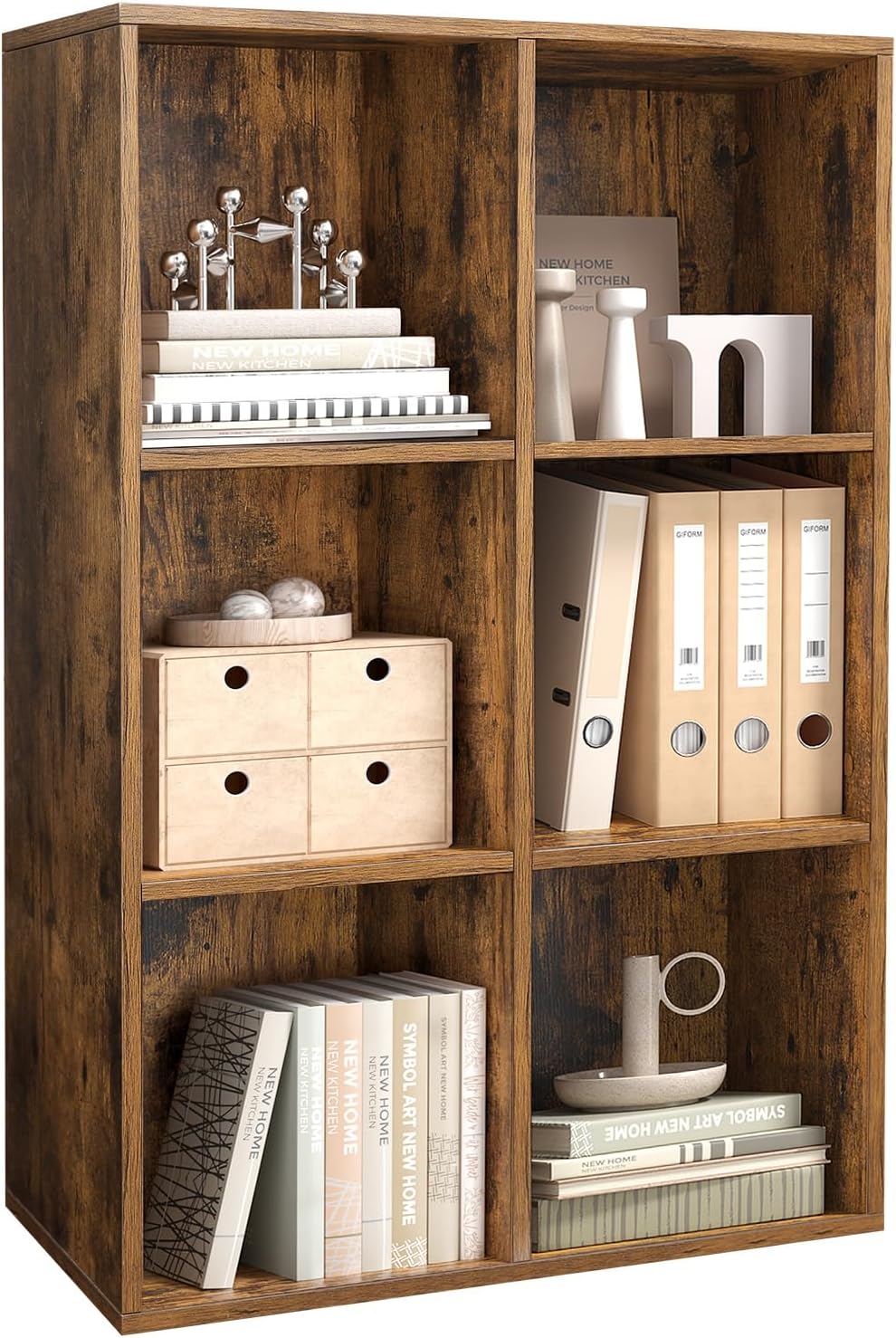 VASAGLE - bibliothèque cubique 6 compartiments, bois, 97x30x97 cm, LBC203BX