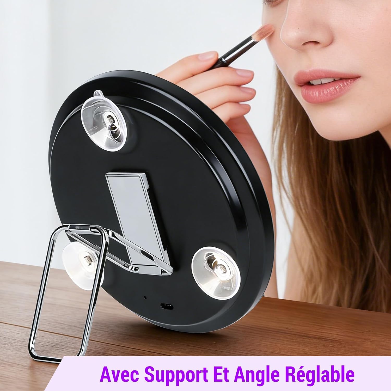 Miroir grossissant - 40x - support, pince à épiler, ciseaux, maquillage