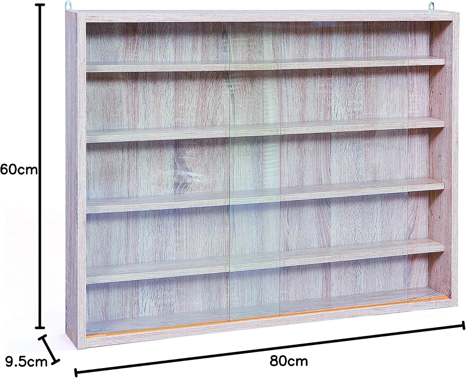 Inter Link - vitrine murale chêne 80x60x9.5 cm, 5 compartiments