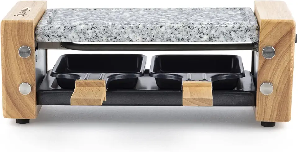 H.Koenig - Raclette Duo WOD2 - compact 2 pers - bois naturel, pierre amovible