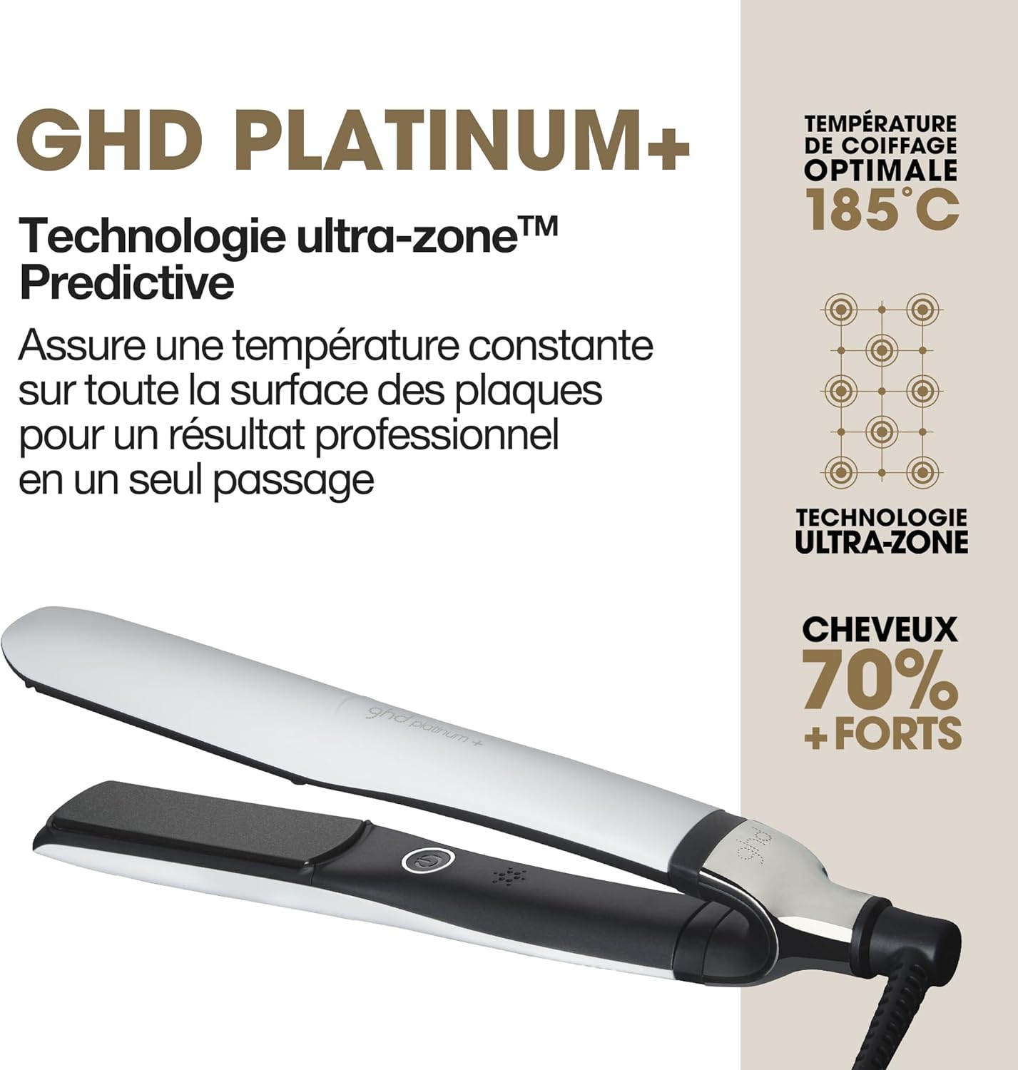 ghd - Lisseur Platinum+ - chauffe rapide - cheveux brillants et protégés