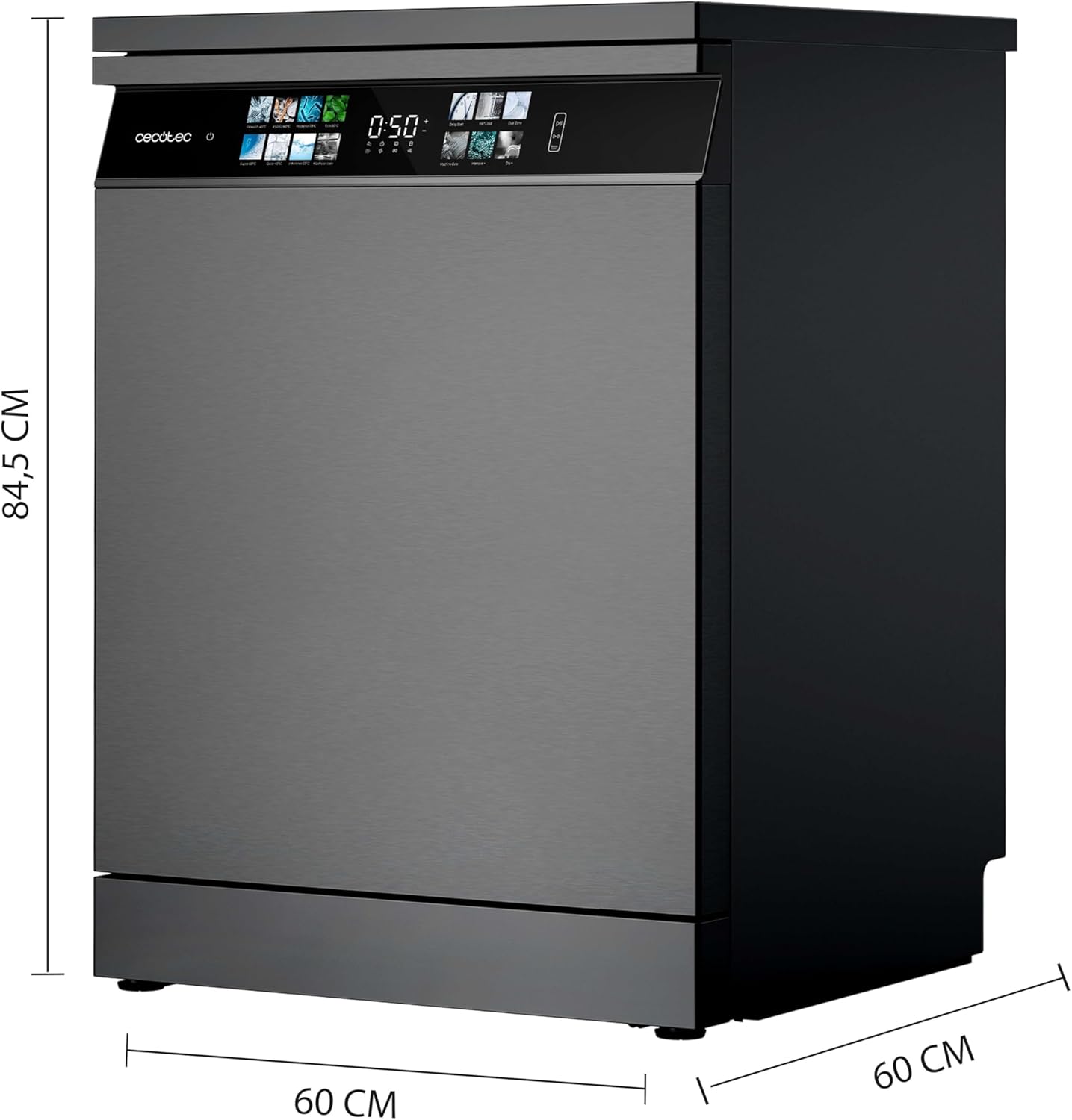 Cecotec - Bolero Aguazero 6700 Dark B - 60cm - 15 couverts, classe B, moteur Inverter Plus, Turbo Dry+