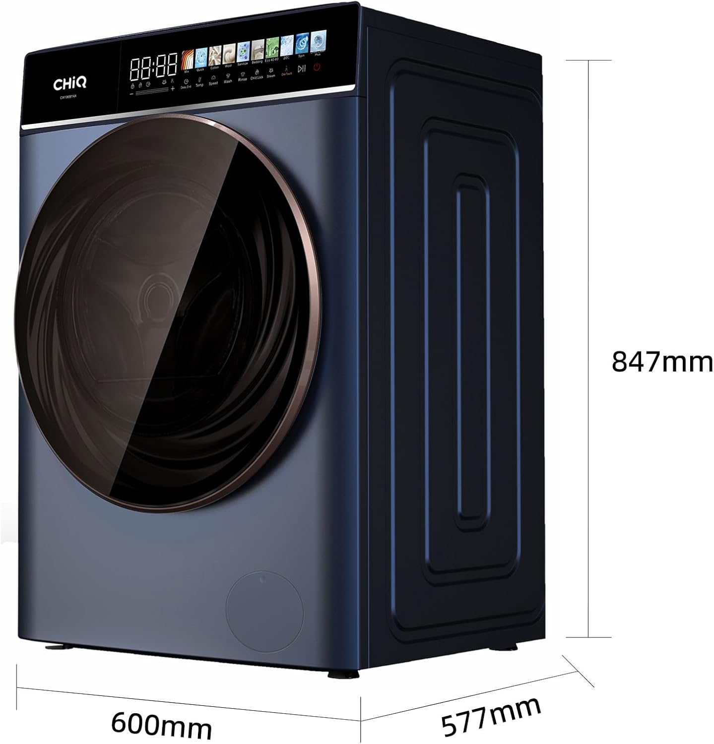 CHiQ - Lave-linge 10 kg, classe A, Inverter, vapeur, 1400 tr/min - CW106581AX