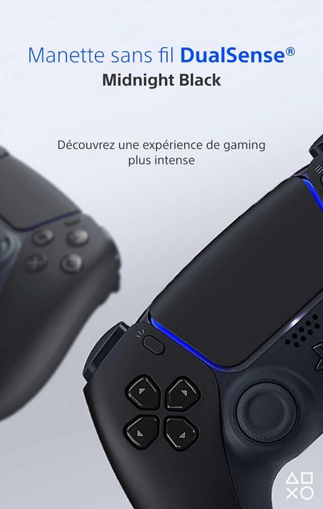 Sony - manette DualSense PS5 - sans fil, Bluetooth, rechargeable, Midnight Black