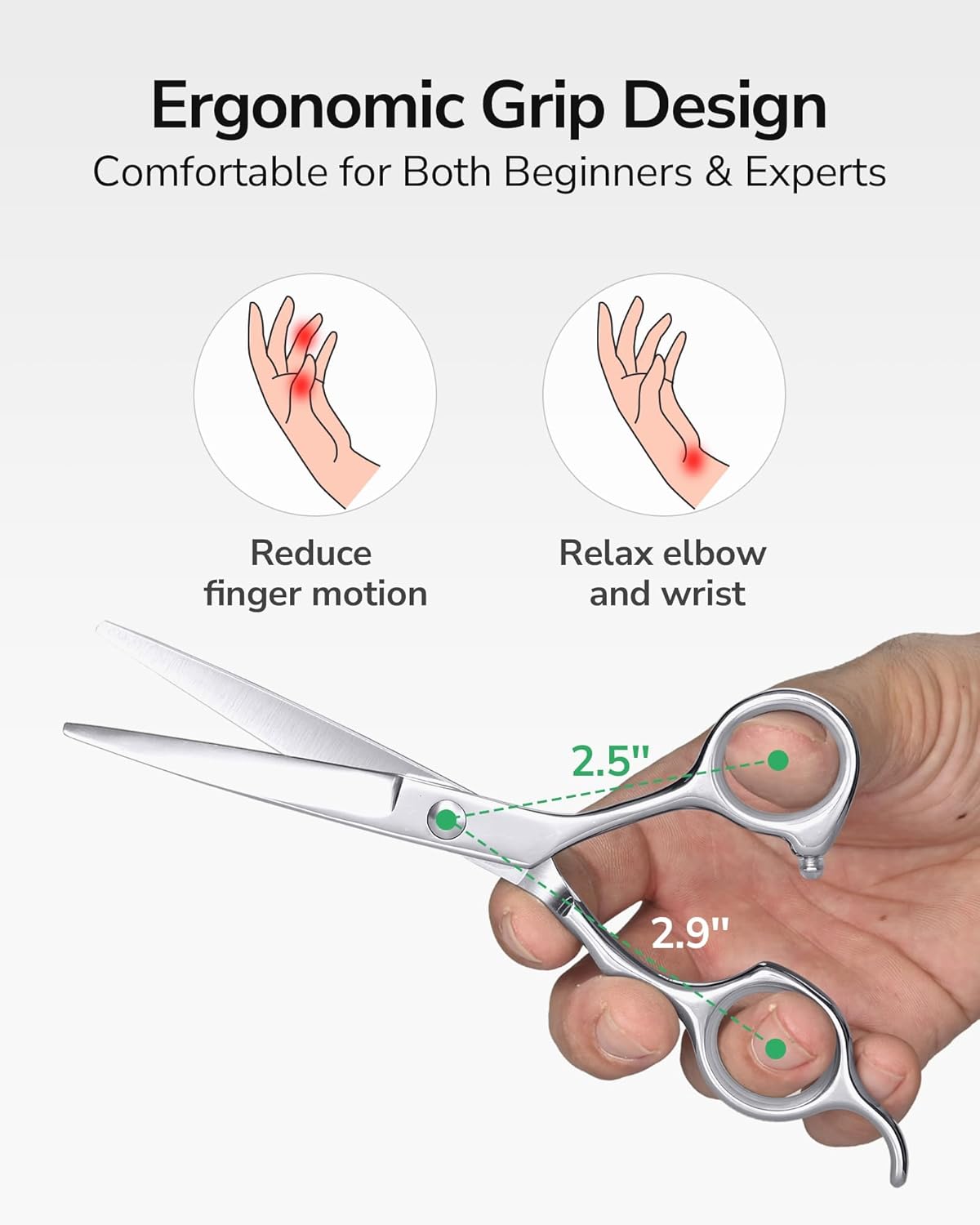 ULG - ciseaux professionnels - 6,5 pouces - lame rasoir en acier inoxydable, affûtés main