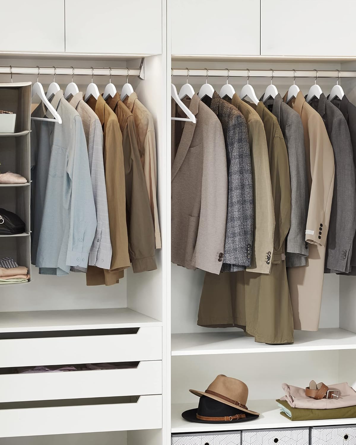 Songmics - cintres bois, 10 pcs, antiglisse, crochet 360°, CRW03W10