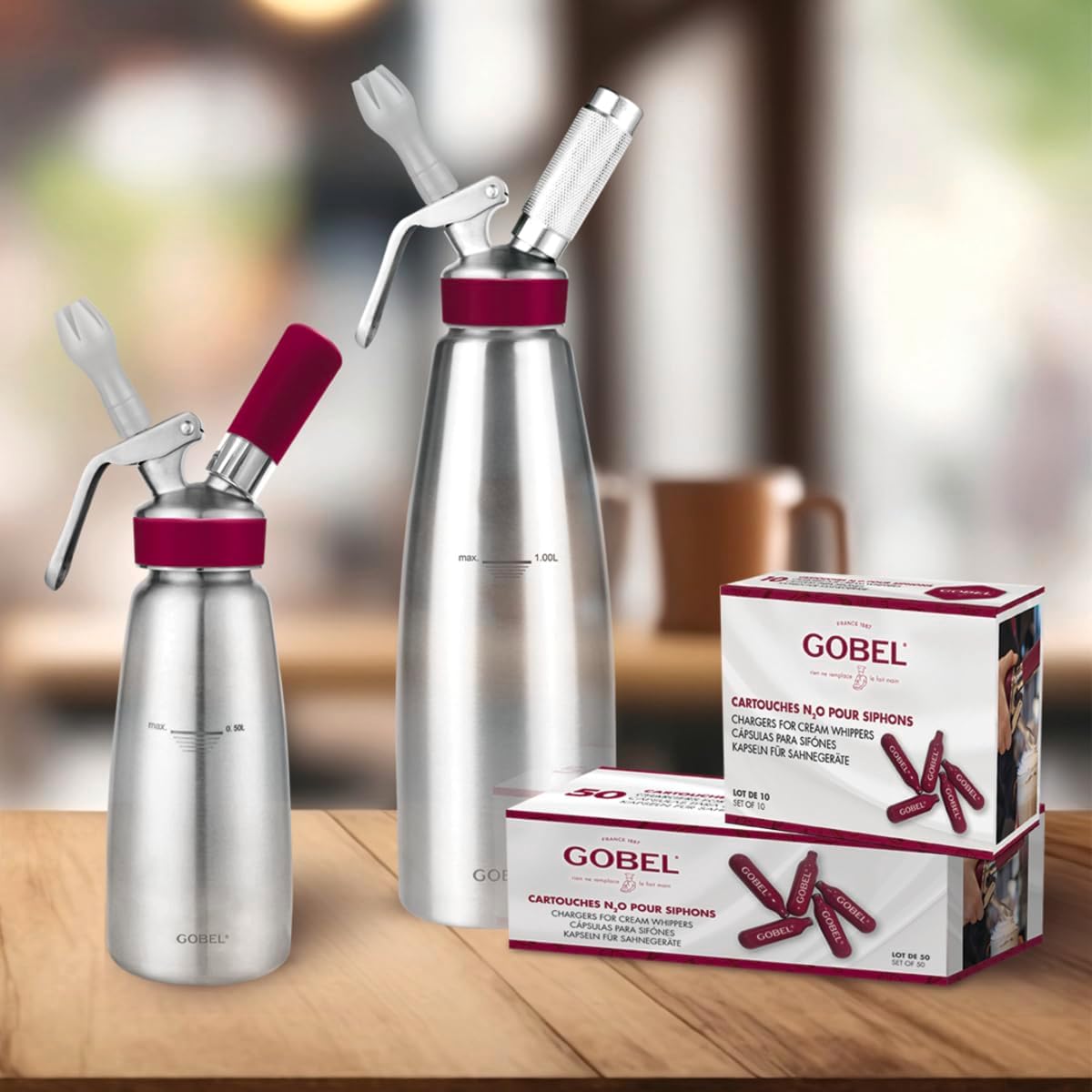 GOBEL - cartouches N₂O pour siphons - acier recyclable - lot de 10