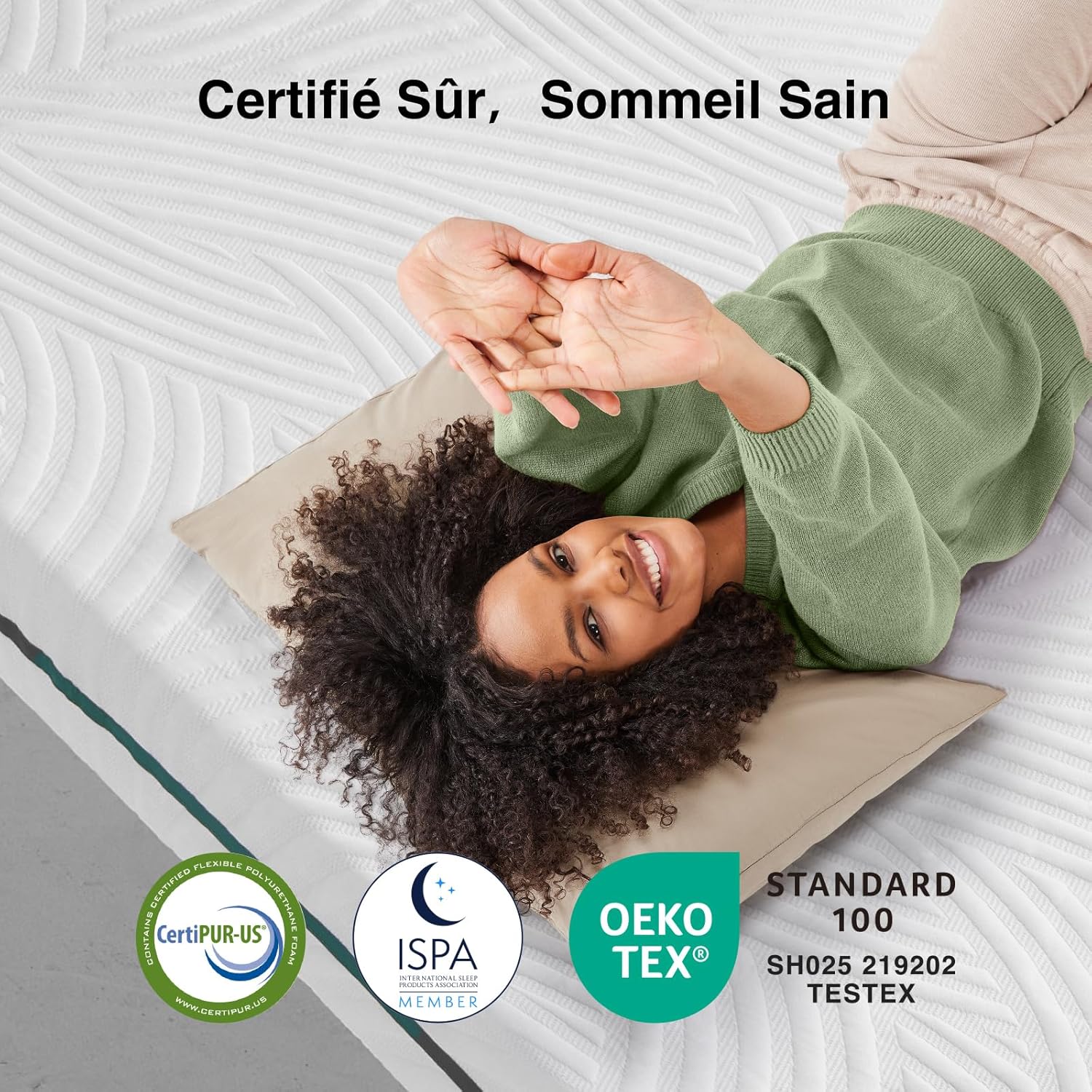 Novilla - surmatelas série mémoire de forme - 120x200 cm - 7,5 cm, housse lavable, antidérapant, sangles élastiques