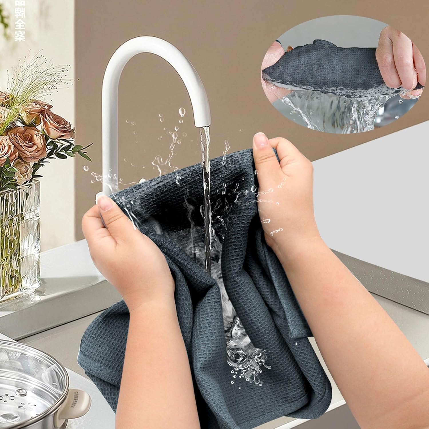 Torchons de cuisine – lot de 4 – 45x65cm – 100% coton, super absorbants