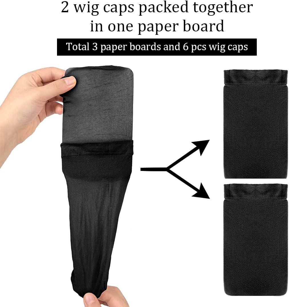 Bonnets de perruque nylon extensibles, 6 pcs, doux, respirants