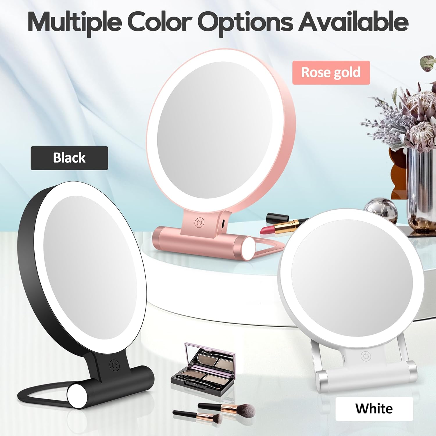 B Beauty Planet - miroir double face, 1X/30X, LED, pliable, 2000mAh