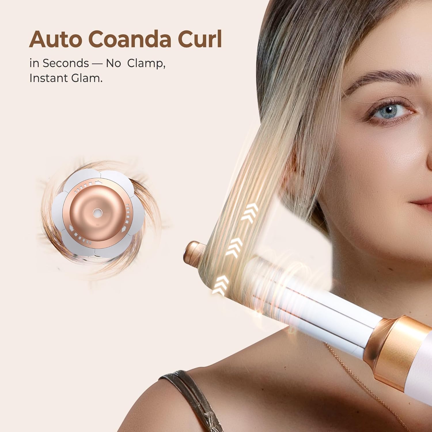 UKLISS - Sèche-cheveux 7 en 1, airbrush lissante, brushing, boucleur, accessoires styling