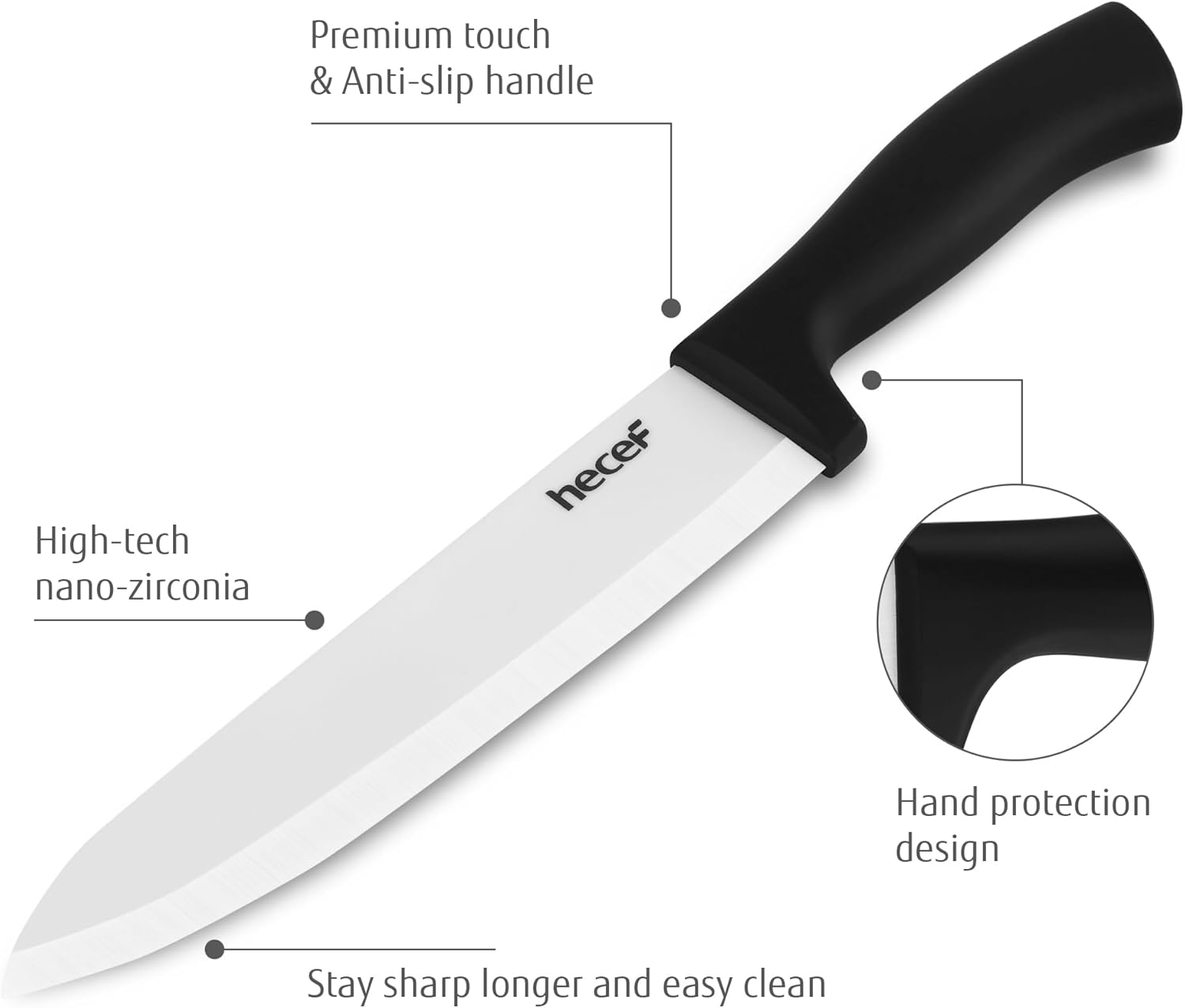 hecef - Couteaux céramique série 3 pcs - 6