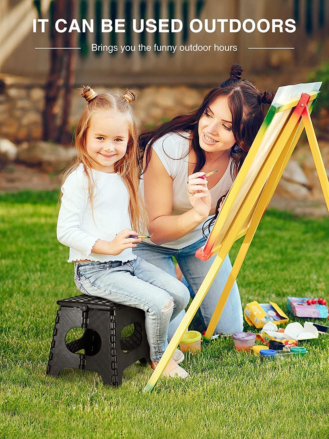 HOUSE DAY - Tabouret pliant 27 cm - 150kg, léger, compact noir