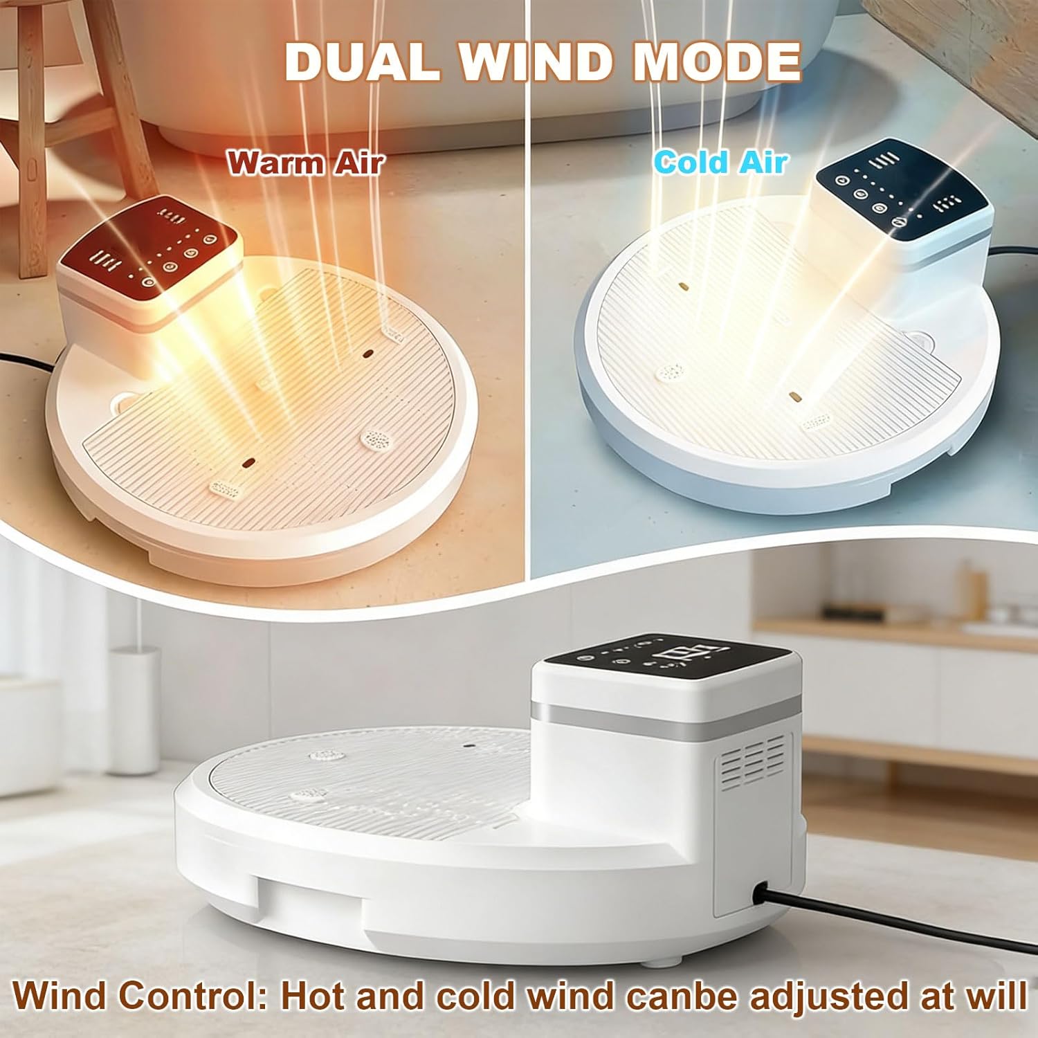 Sèche-corps 2500W, air chaud/froid, panneau LED, étanche, salle de bain