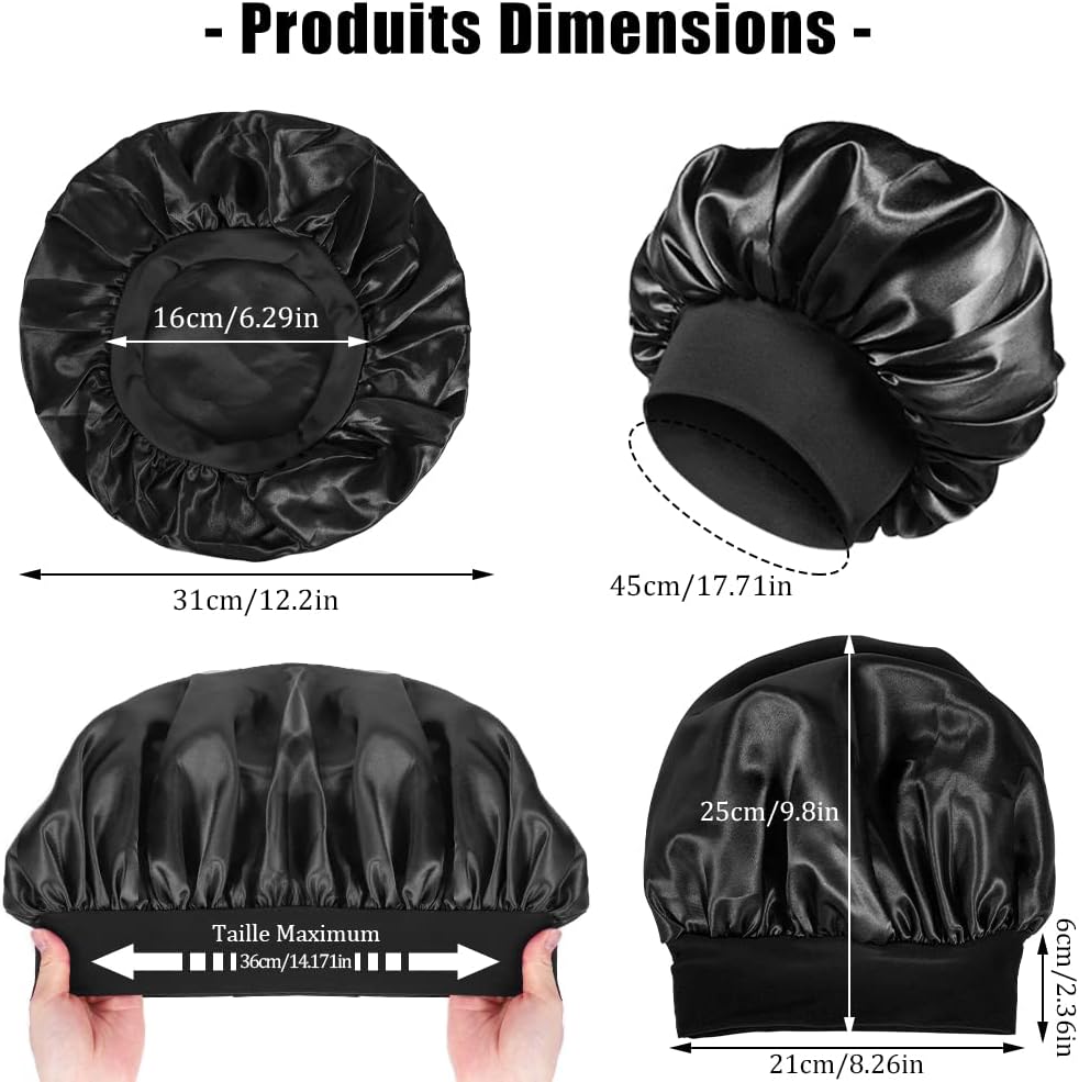 Bonnet cheveux - satin nuit, élastique, soin capillaire, confort