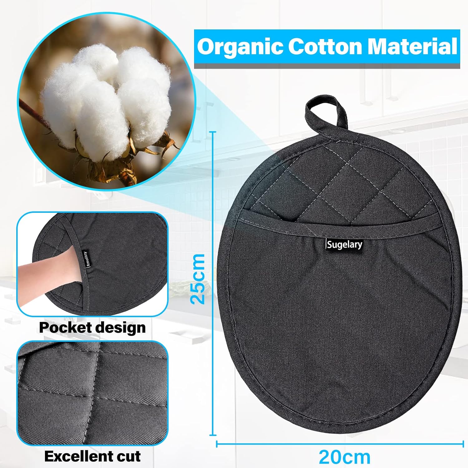 Maniques Cuisine - 2 en 1 - 260°C résistance - silicone antidérapant - noir