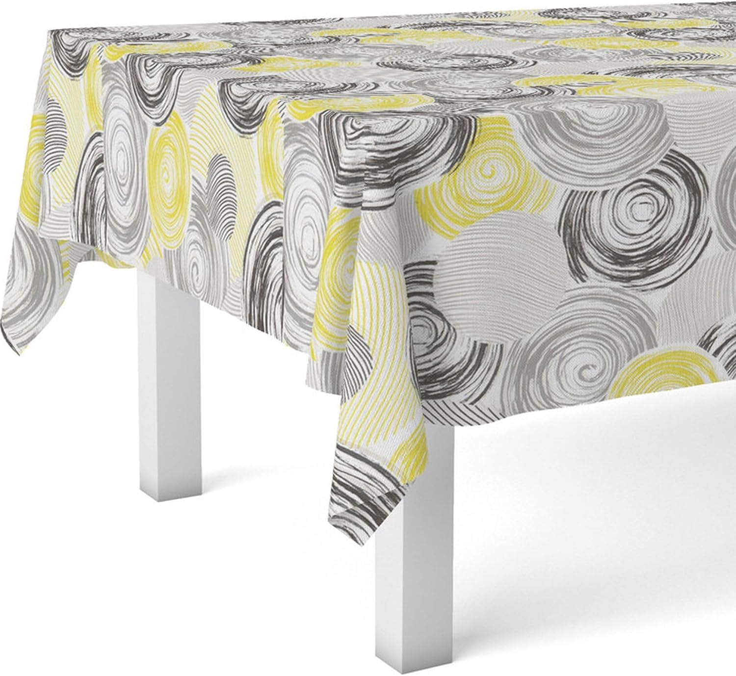 Nappe en toile cirée - Rectangle 300x140 cm, anti-taches, imperméable, style Circle Jaune