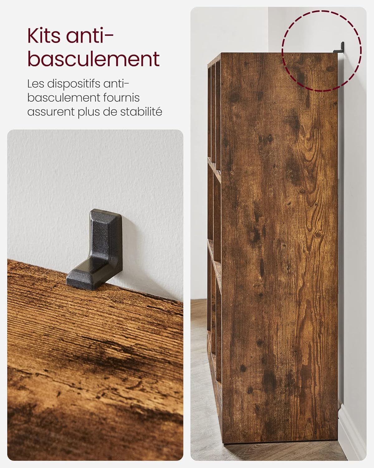 VASAGLE - Bibliothèque série LBC52BX - 30x97,5x100 cm - 8 compartiments ouverts modulables, style marron rustique - LBC5