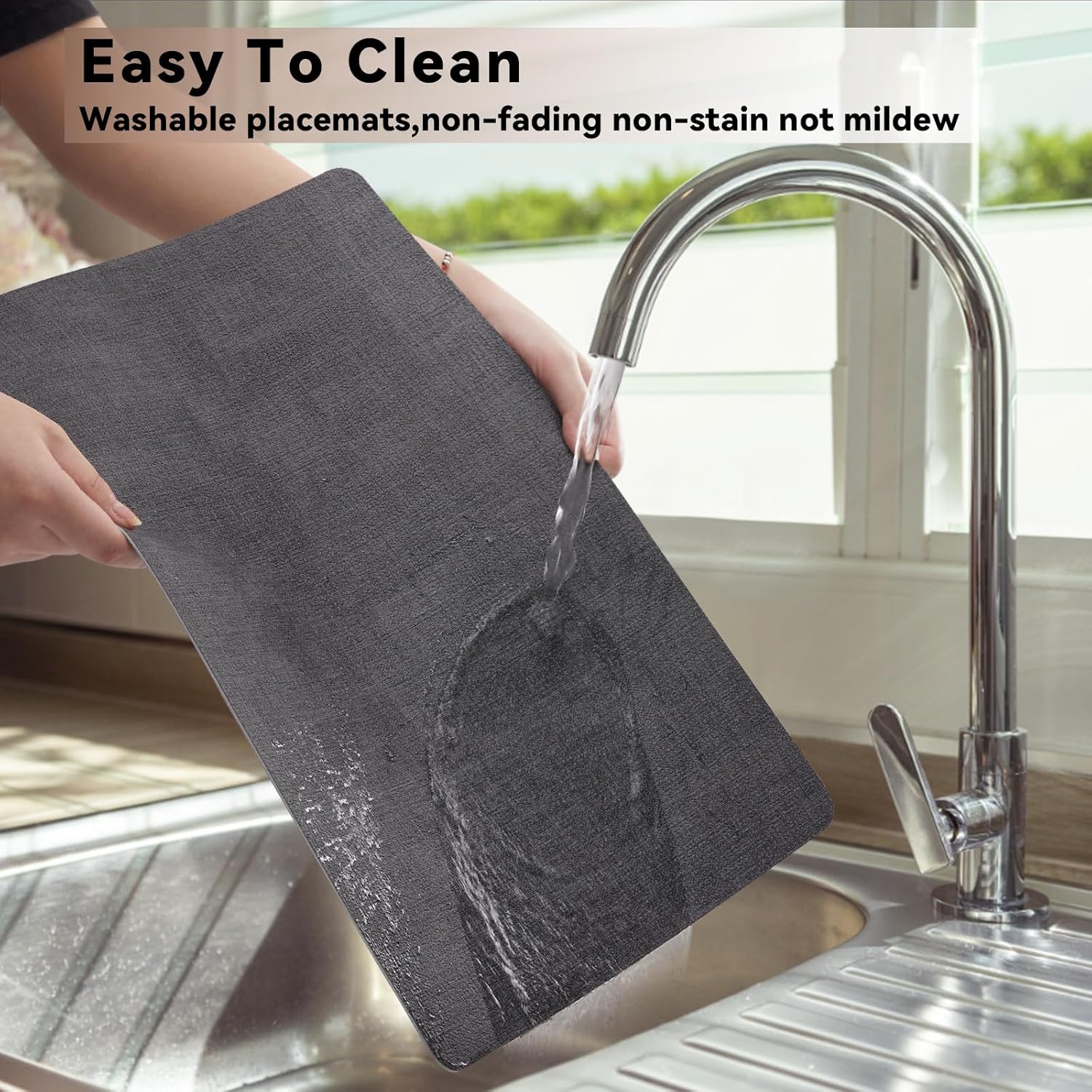 Myir - set de table bicolore, lot de 6, cuir, antidérapant, lavable - JUN