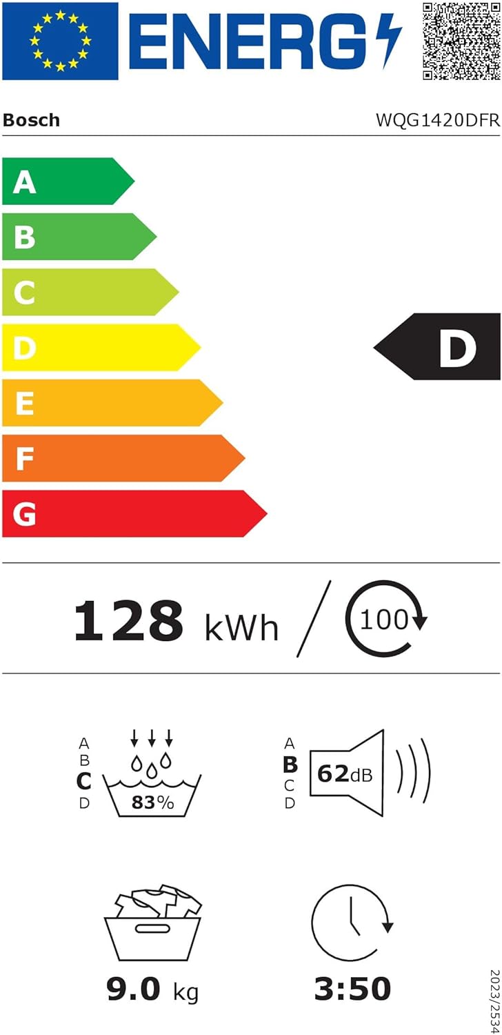 Bosch - Sèche-linge Série 6, 9 kg, pompe à chaleur, blanc WQG1420DFR