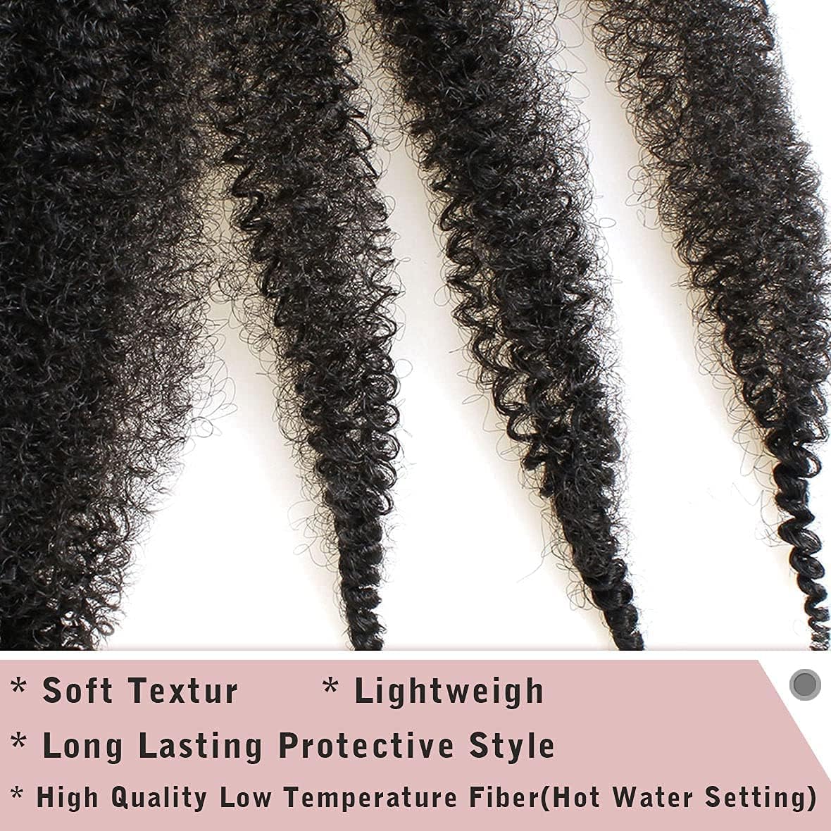 Xtrend - Soft Springy Afro Twist Hair - 8 pouces - extensions synthétiques pré-séparées, 3 packs, 1B