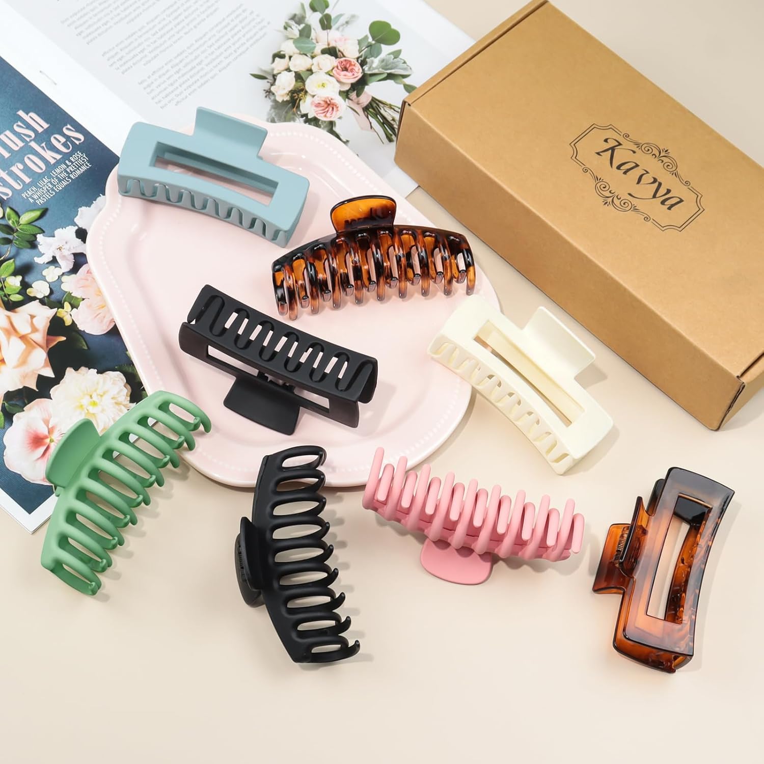 Kavya - 8 pinces cheveux - 10,5cm - anti-dérapantes grandes griffes