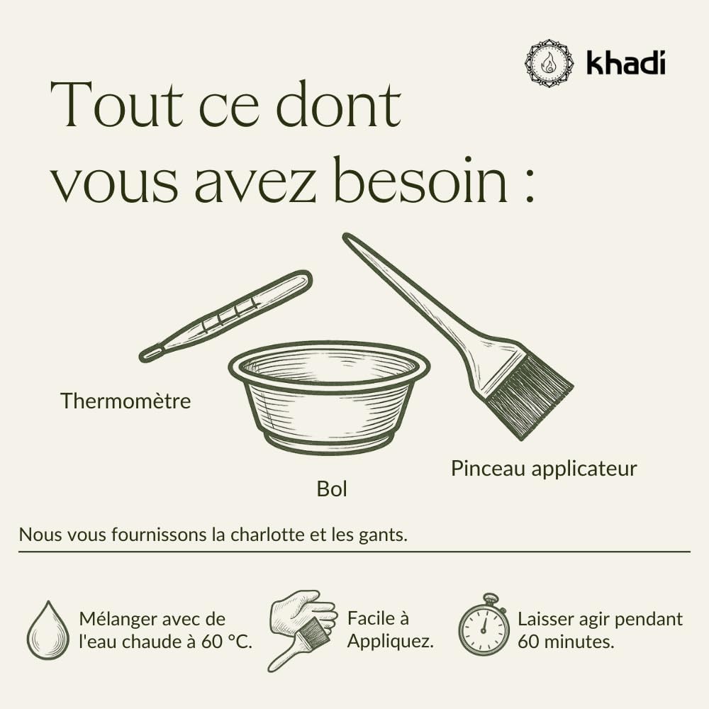 khadi - coloration végétale brun foncé naturel, cheveux brillants, 100 g