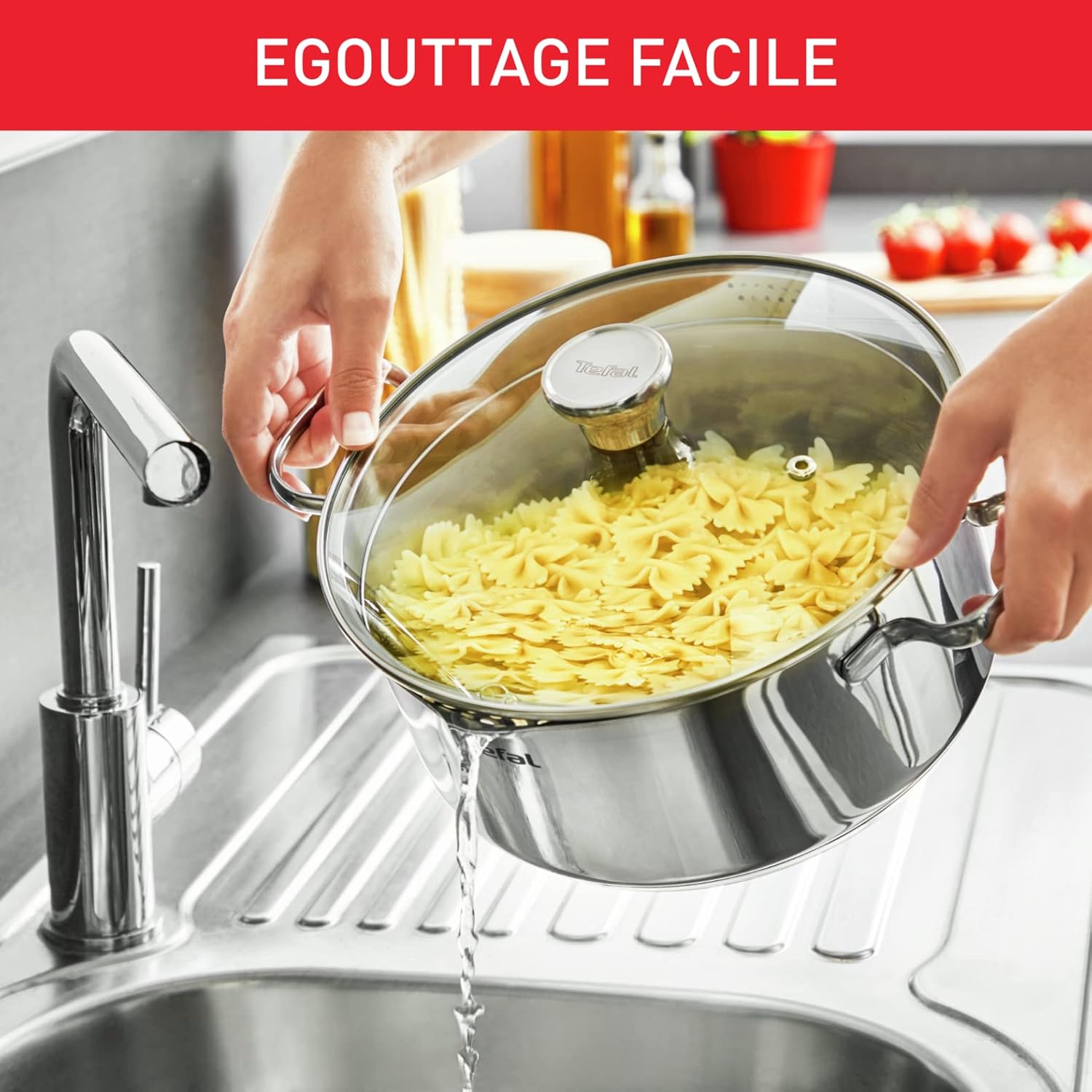 Tefal - Duetto On - batterie cuisine 9 pièces inox, induction, couvercles filtrants, garantie 10 ans - A705S936