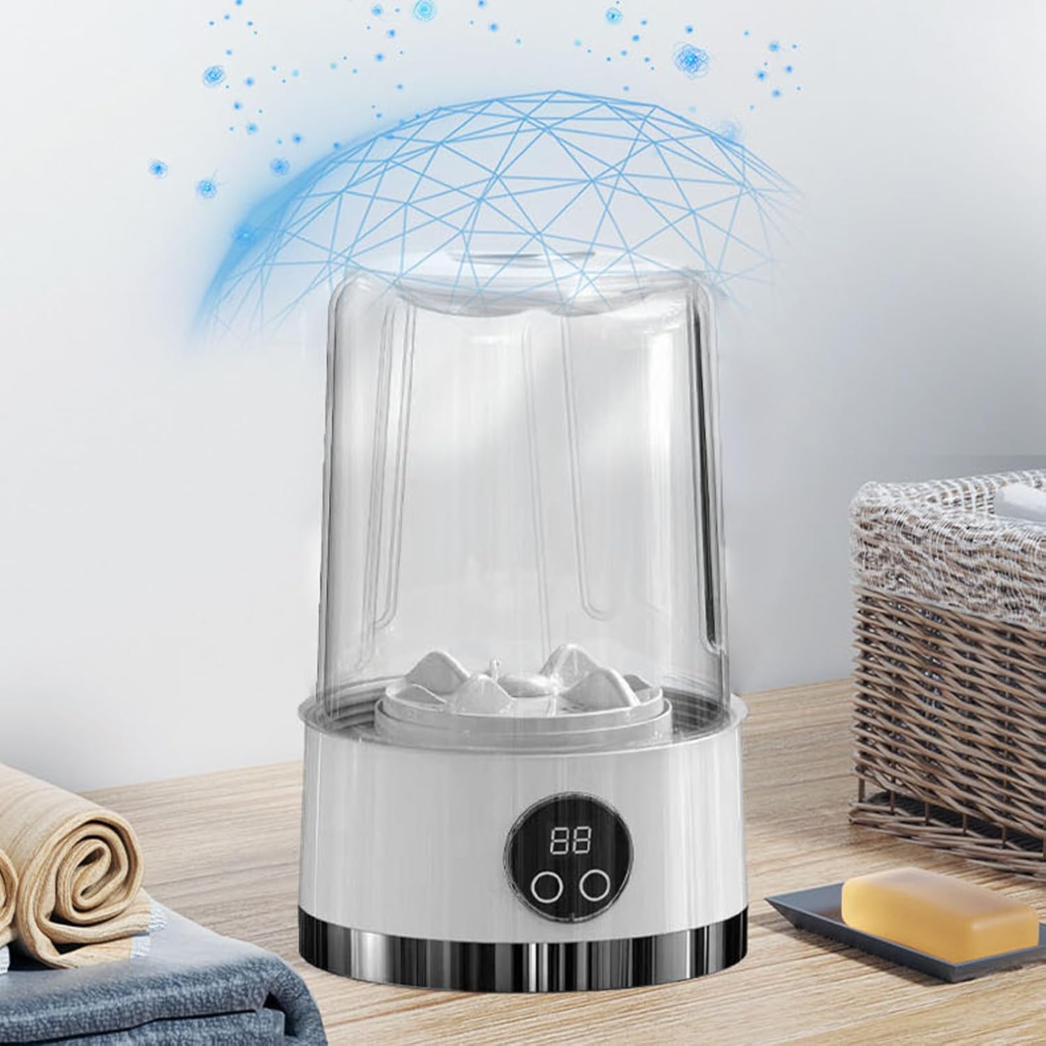 Mini machine à laver portable, 1L, 2 programmes, compacte, rechargeable