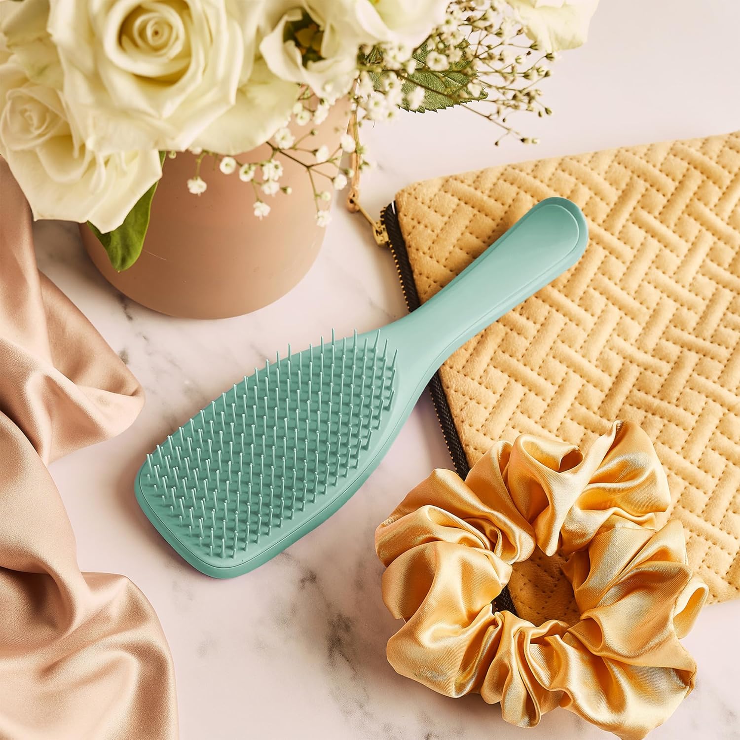 Tangle Teezer - Ultimate Detangler Fins et Fragiles - Brosse cheveux colorés fins, picots souples, réduit casse, bleu sa