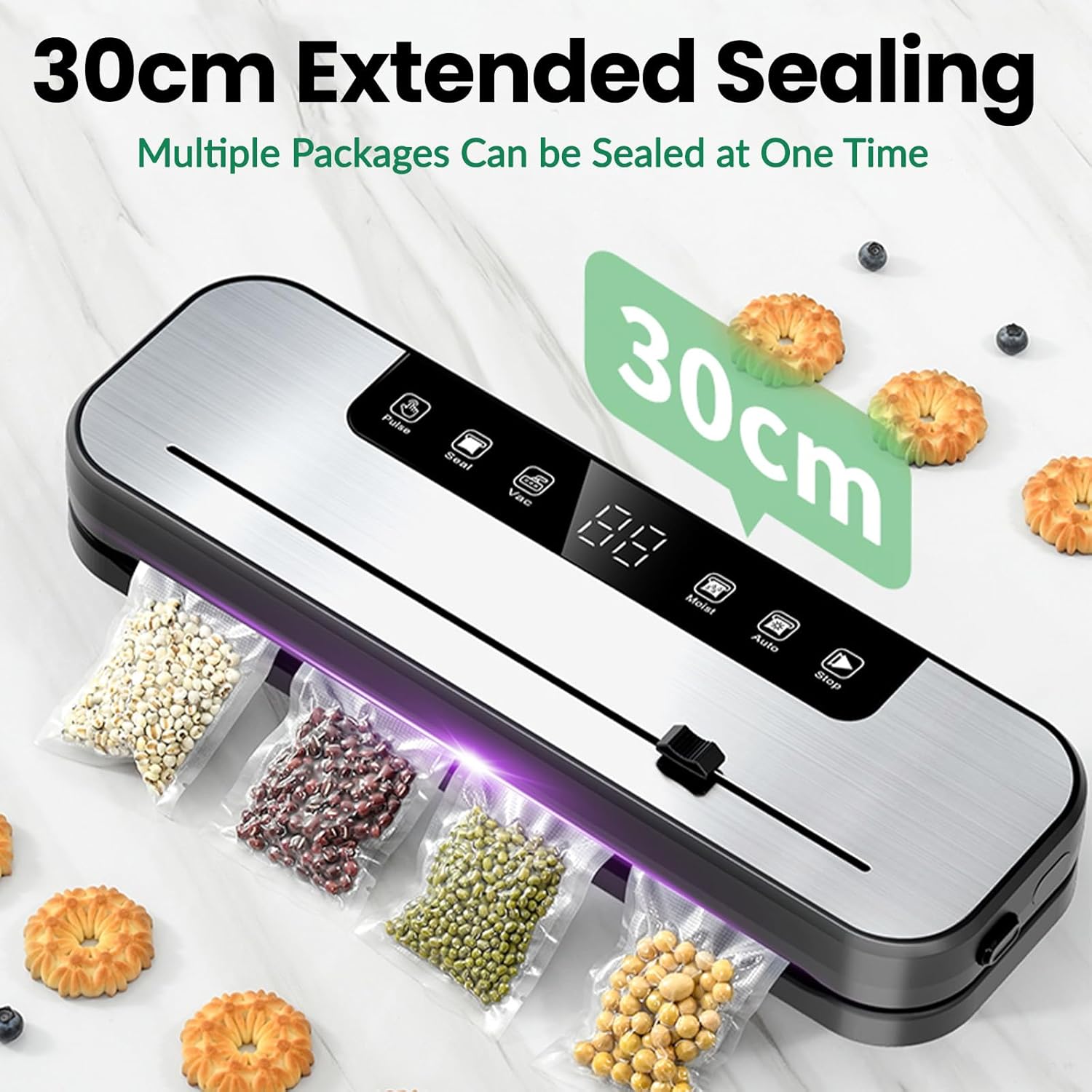 Machine sous vide alimentaire 6 en 1, 75KPA, 50 sacs, mode sec/humide