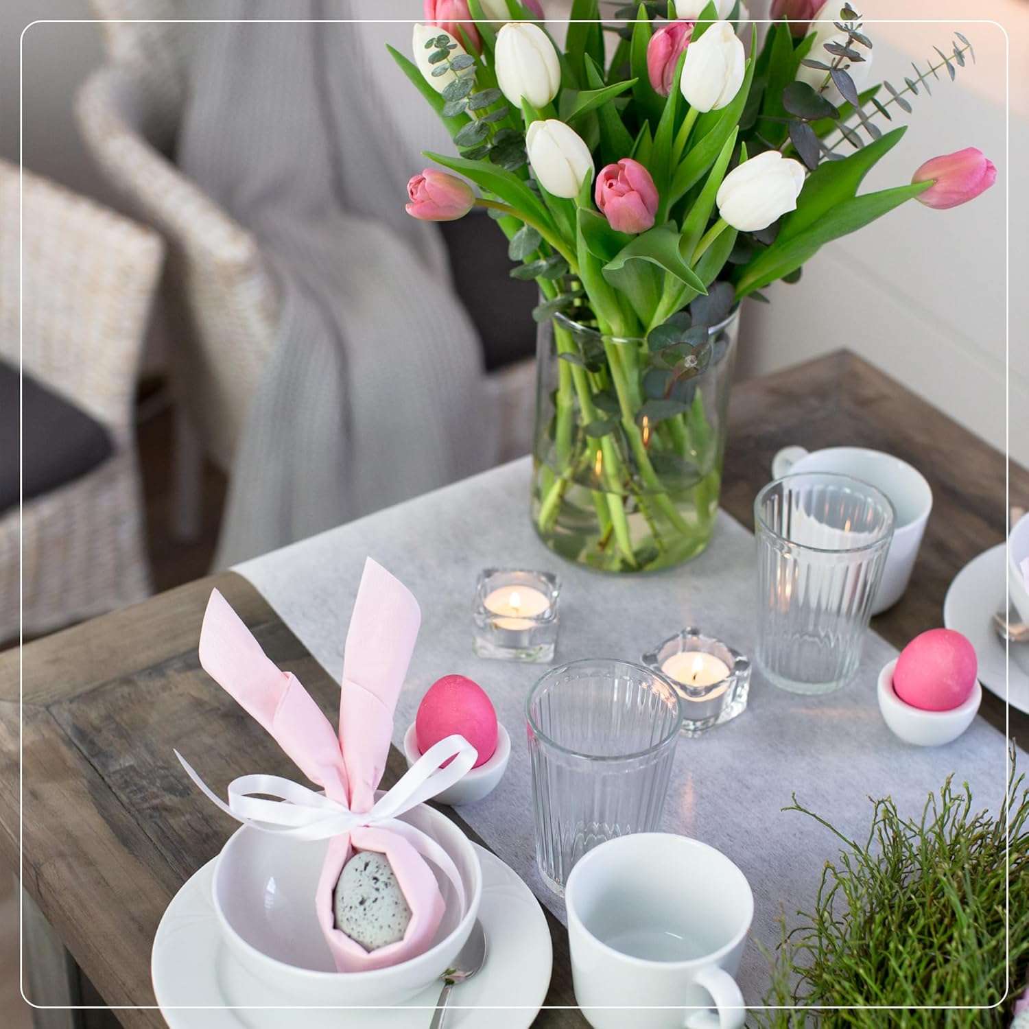 100%Mosel - Chemin de Table non-tissé - 30x2500 cm - Blanc, décoratif