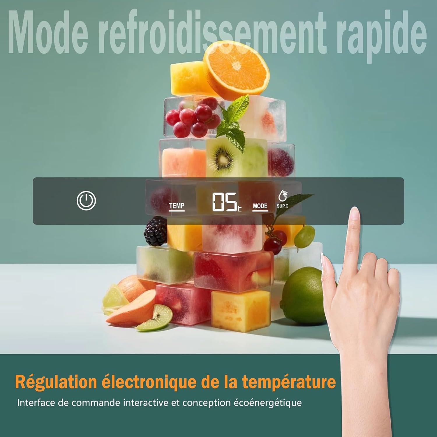 Réfrigérateur encastrable 122 cm, 188L, porte réversible, ultra silencieux