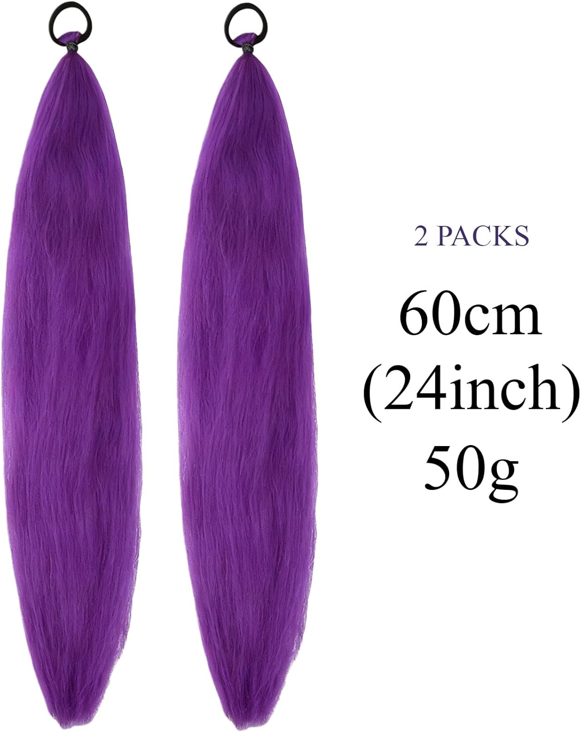 Rumi - Extensions de cheveux violets - 60cm - 2 tresses pour cosplay