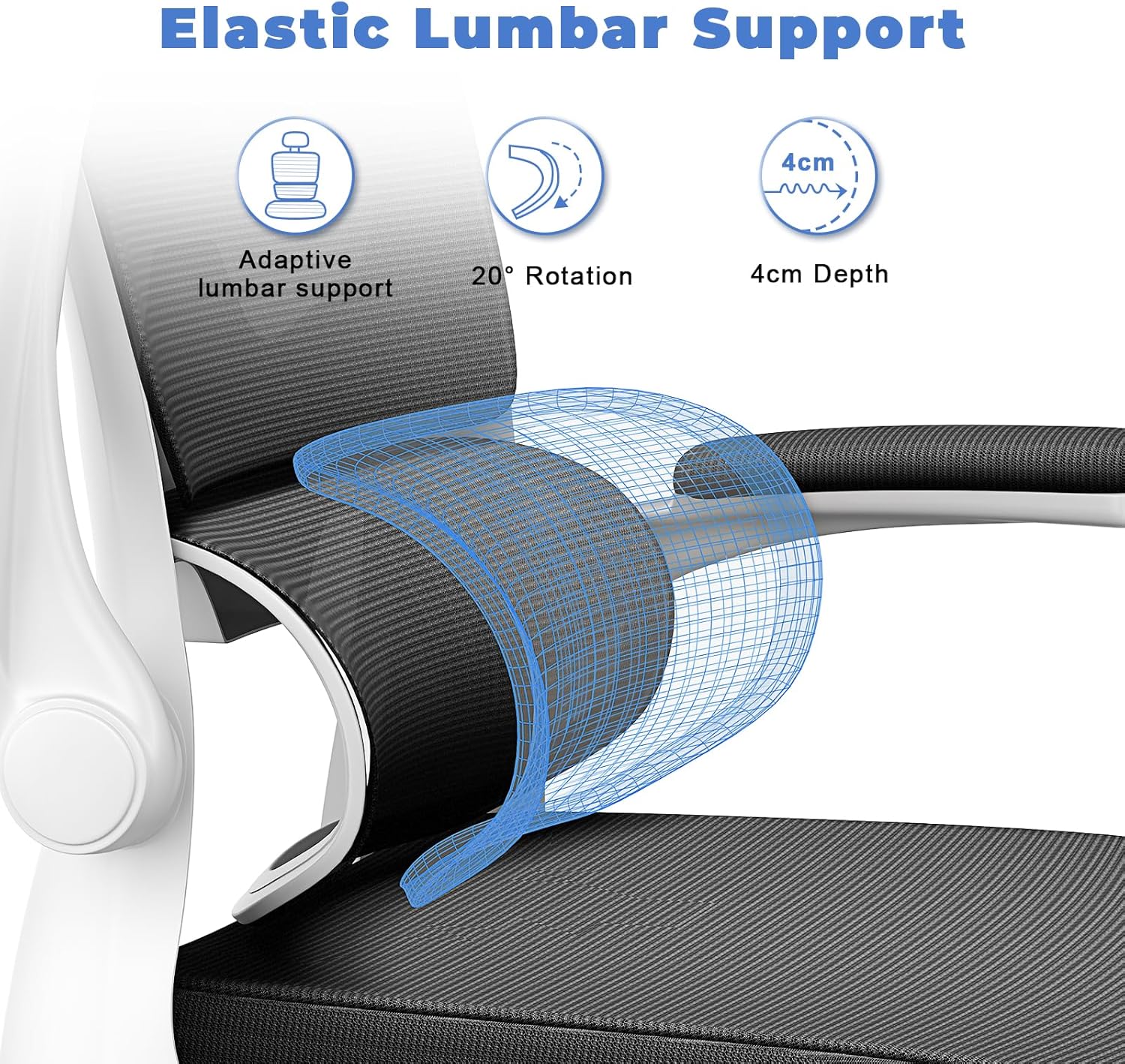 Chaise de bureau ergonomique - dossier/appui-tête réglables - support lombaire - accoudoirs réversibles - maille respira