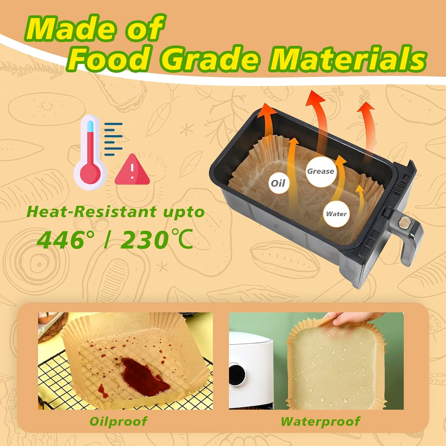 Papier cuisson air fryer - 225PCS - rond, antiadhésif, plat, AF500EU/AF500EUCP