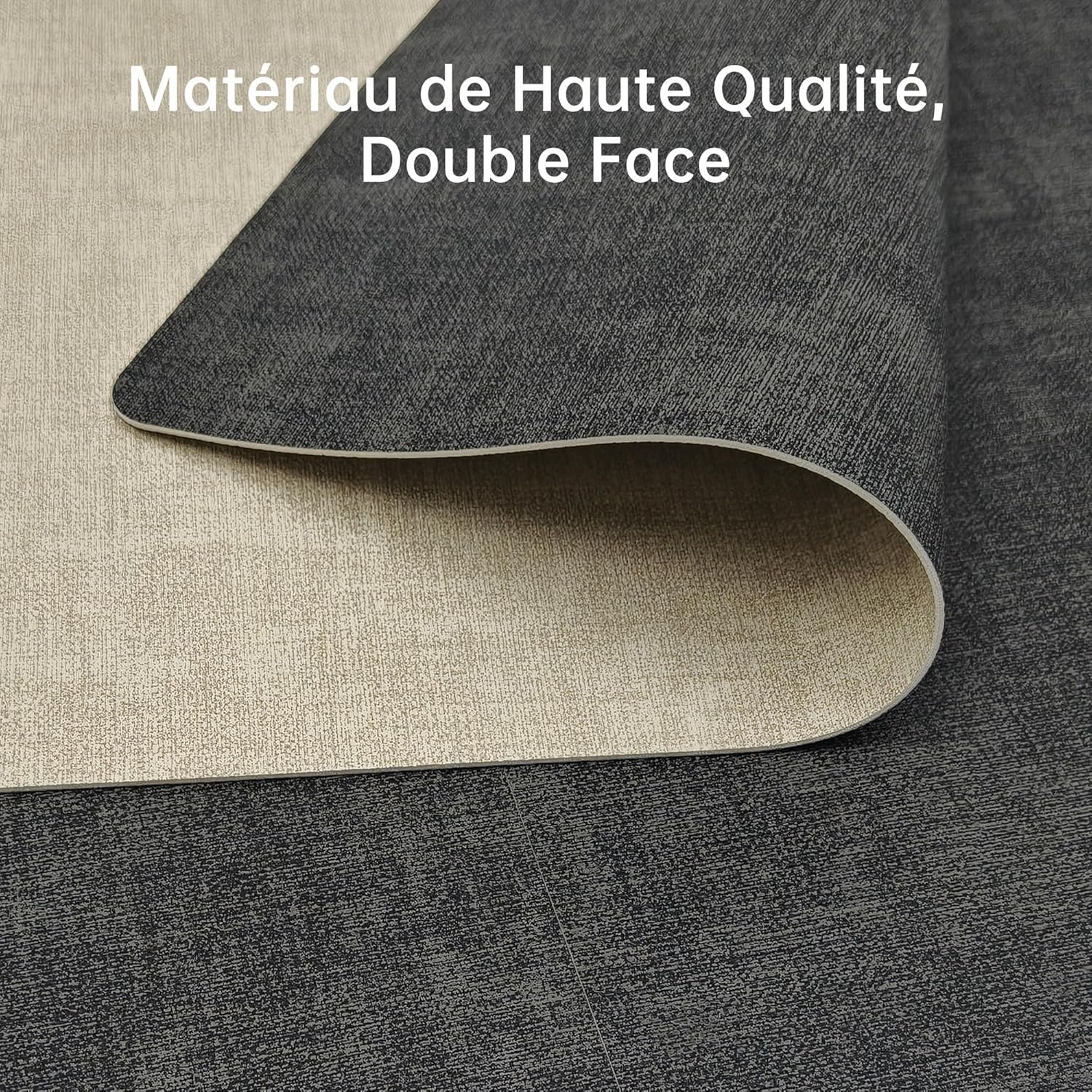 KitchenBoss - set de table double face - 43x30cm - lavable, lot de 6, beige/noir