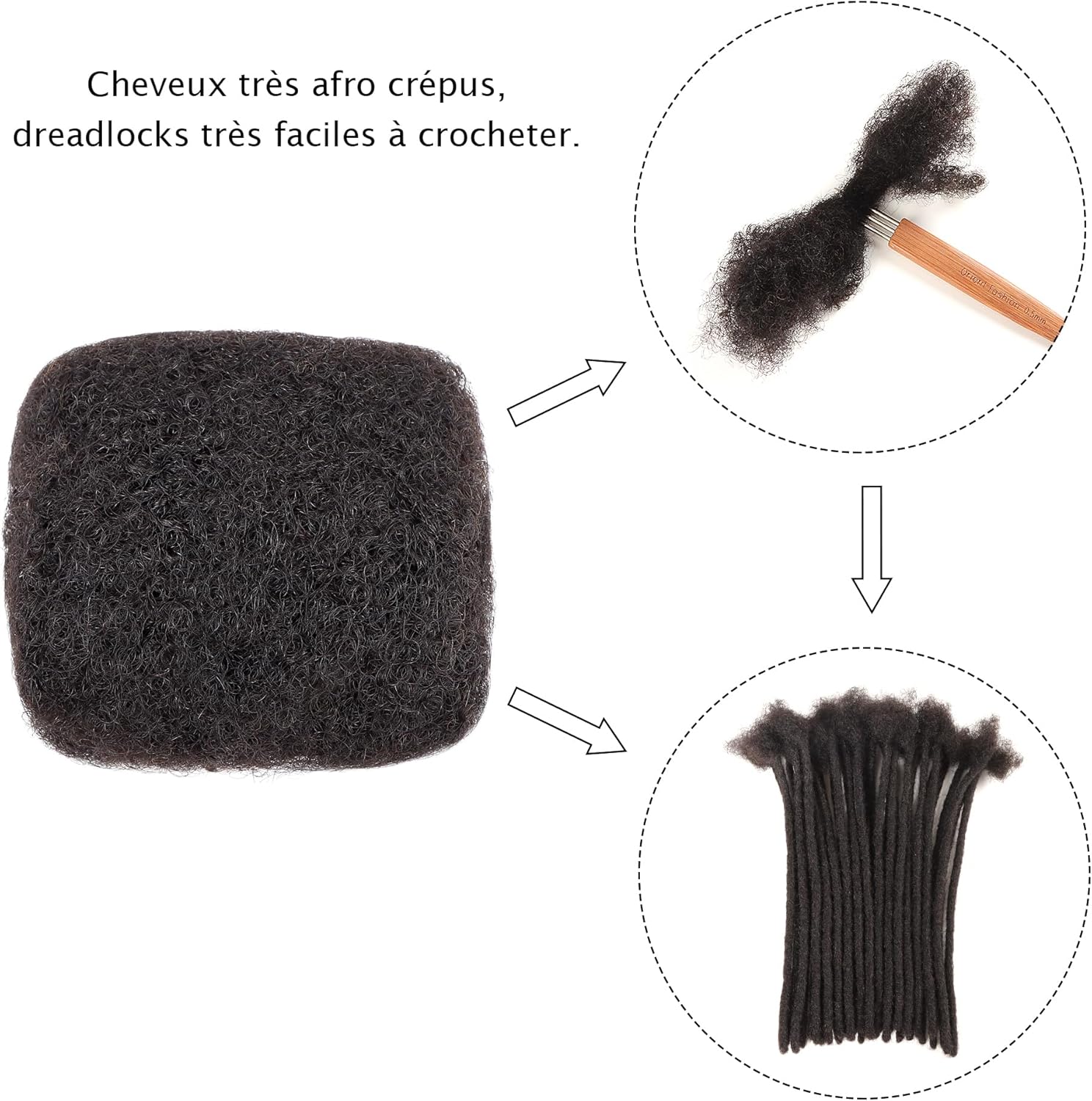 Extension cheveux naturels afro kinky, 14 pouces, 1 paquet, noir