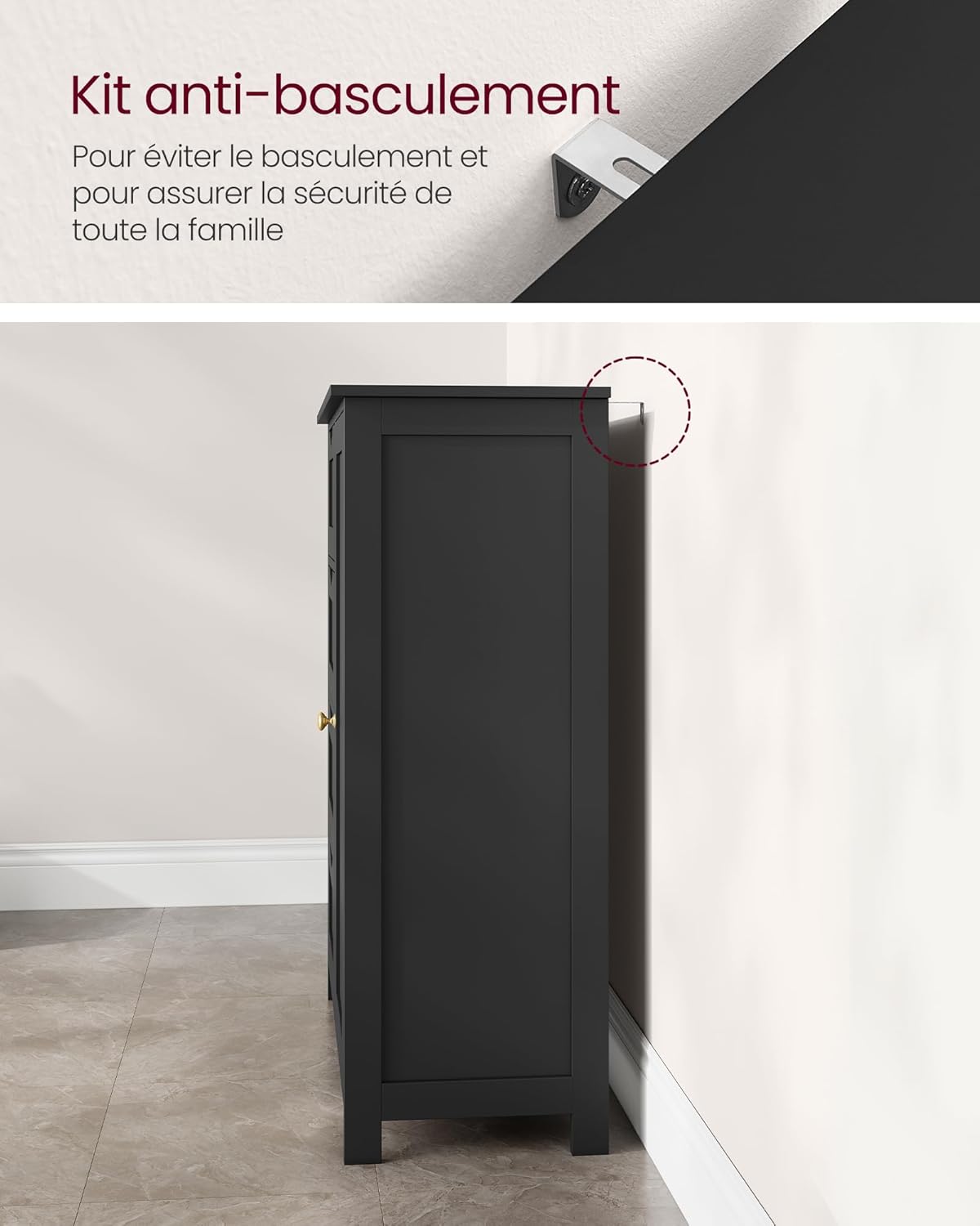 VASAGLE - meuble salle de bain, 30x55x82 cm, 4 tiroirs, étagère réglable, LHC041B02